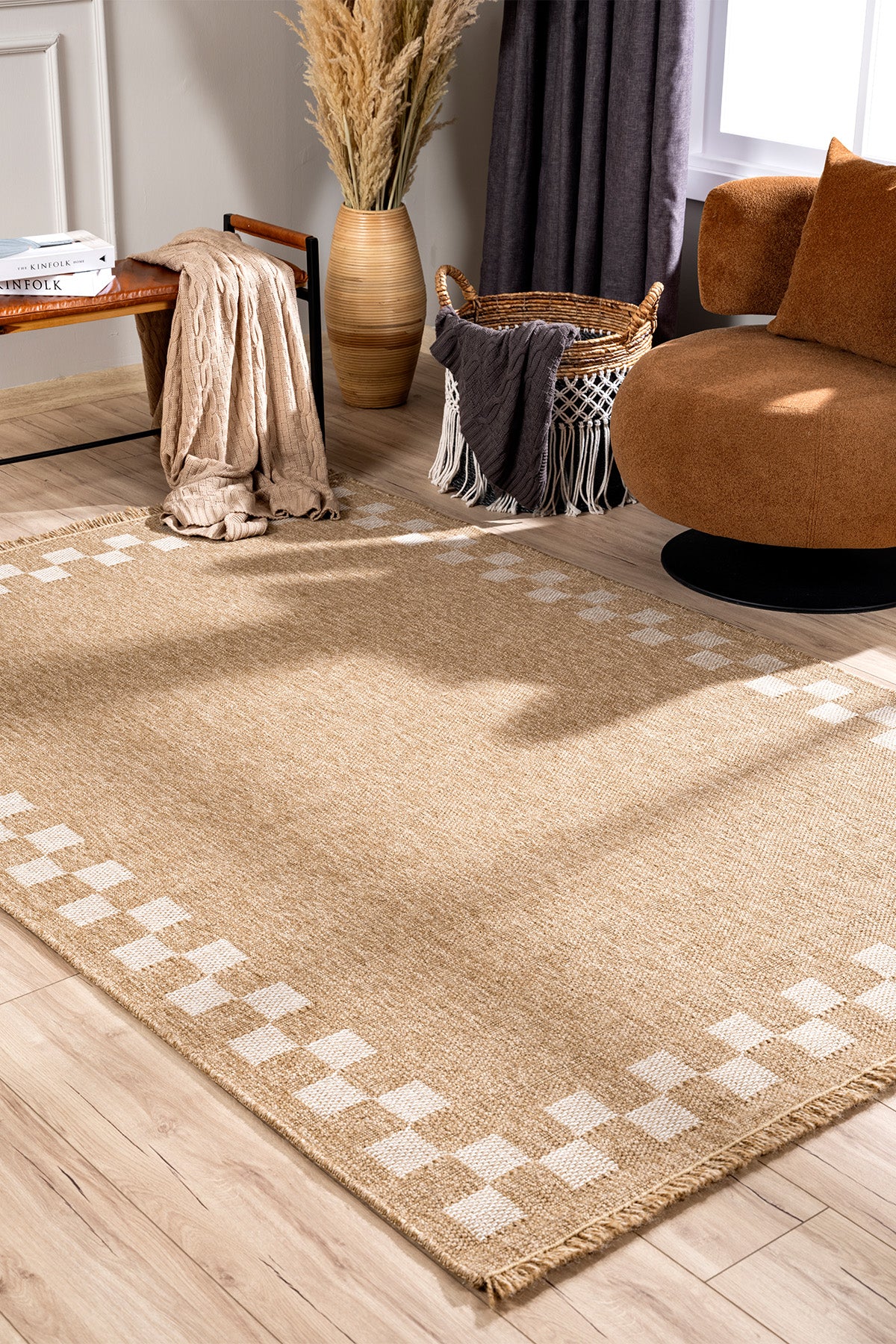Fibra Natural Krem Halı Kilim Salon Oturma Odası Yolluk Yatak Odası Koridor Halısı A0705A