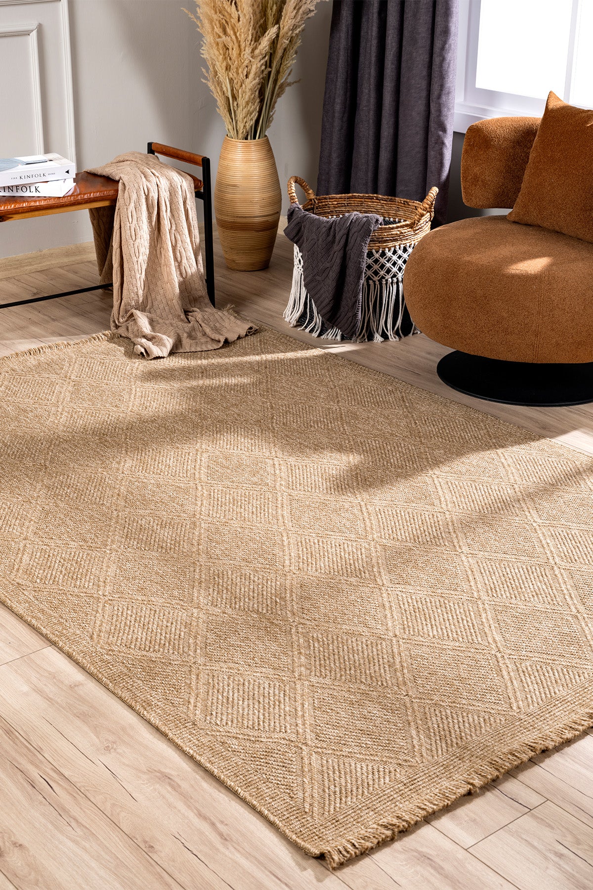Fibra Natural Halı Kilim Salon Oturma Odası Yolluk Yatak Odası Koridor Halısı B3754A