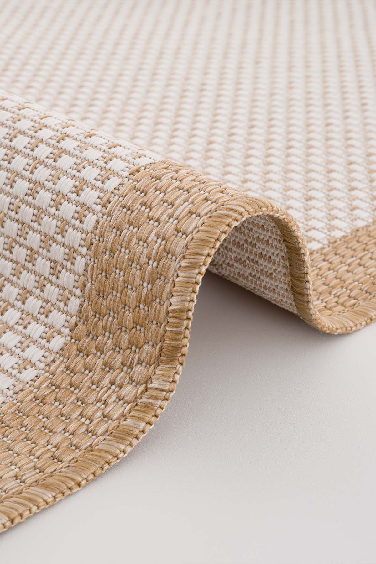 Fresco Ekru Natural İskandinav Jüt Yıkanabilir Halı Kilim Balkon Teras Salon Koridor Halısı 23745A