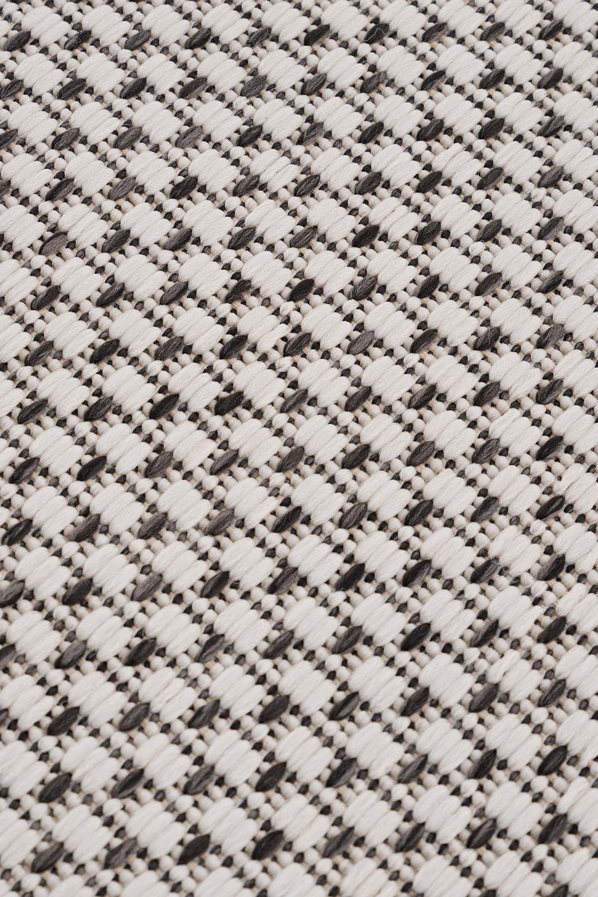 Fresco Ekru Siyah İskandinav Jüt Yıkanabilir Halı Kilim Balkon Teras Mutfak Salon Koridor Halısı 23745A