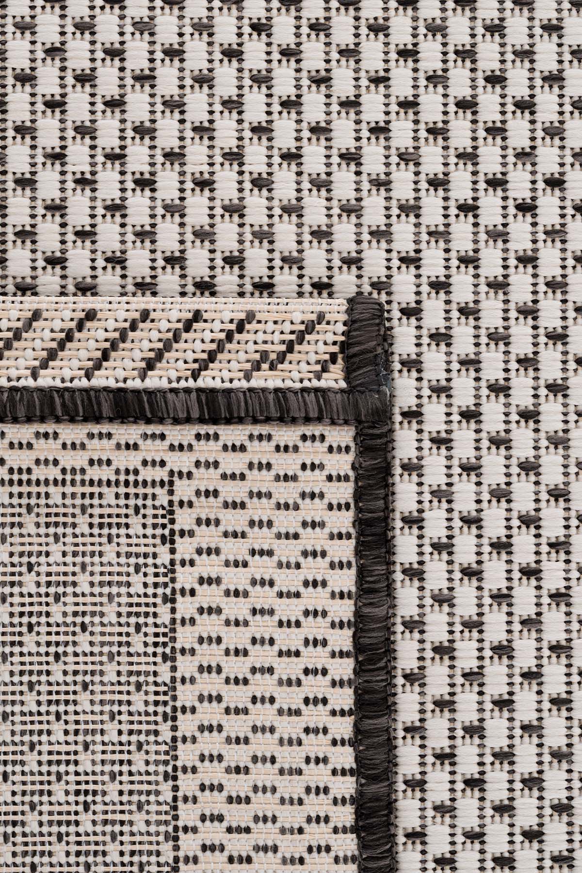 Fresco Ekru Siyah İskandinav Jüt Yıkanabilir Halı Kilim Balkon Teras Mutfak Salon Koridor Halısı 23745A