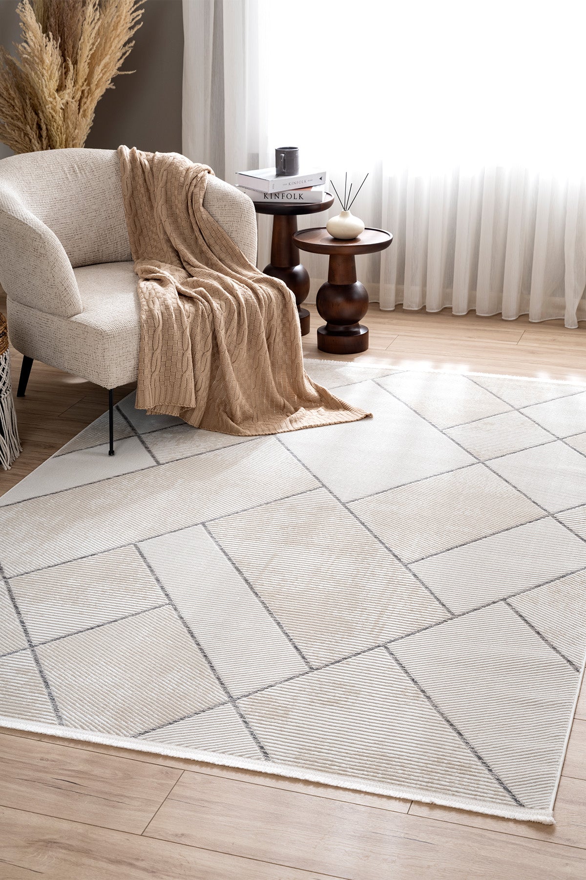 Lumina Krem Gri Tozumaz Salon Koridor Balkon Teras Bahçe Oturma Odası Halısı A0863A