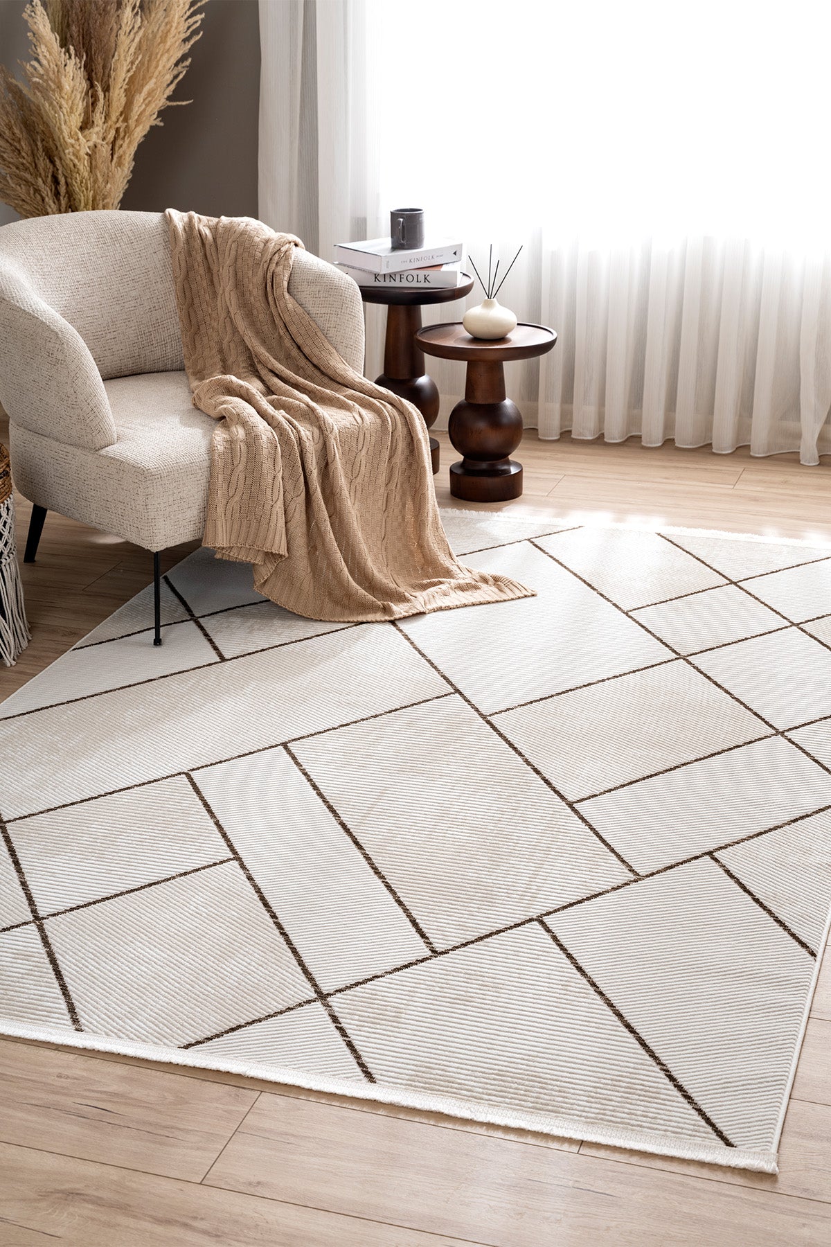 Lumina Krem Kahve Tozumaz Salon Koridor Balkon Teras Bahçe Oturma Odası Halısı A0863A