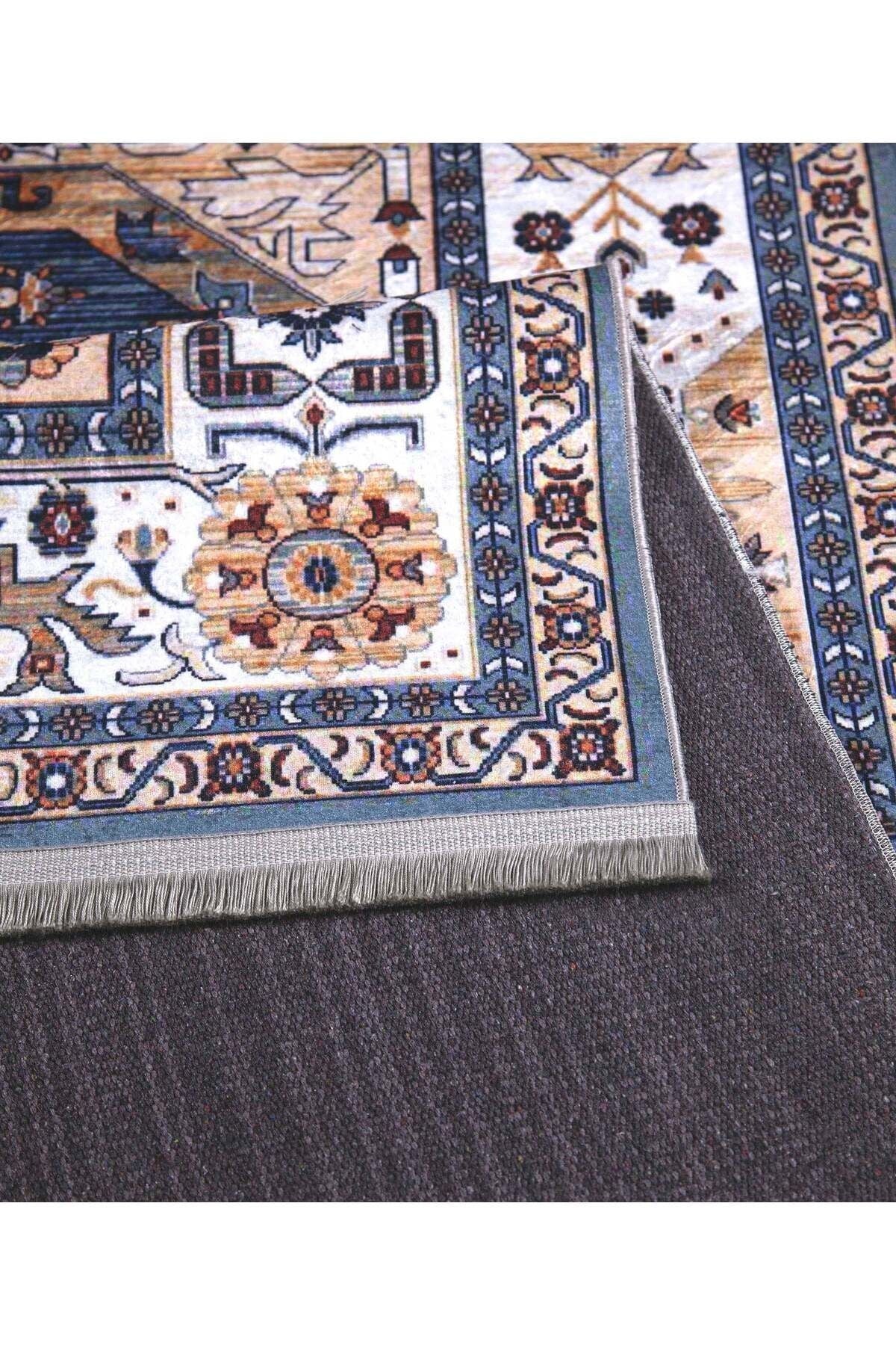 Assos Yıkanabilir Pamuk Dokuma Kaymaz Taban Multi Halı 1012