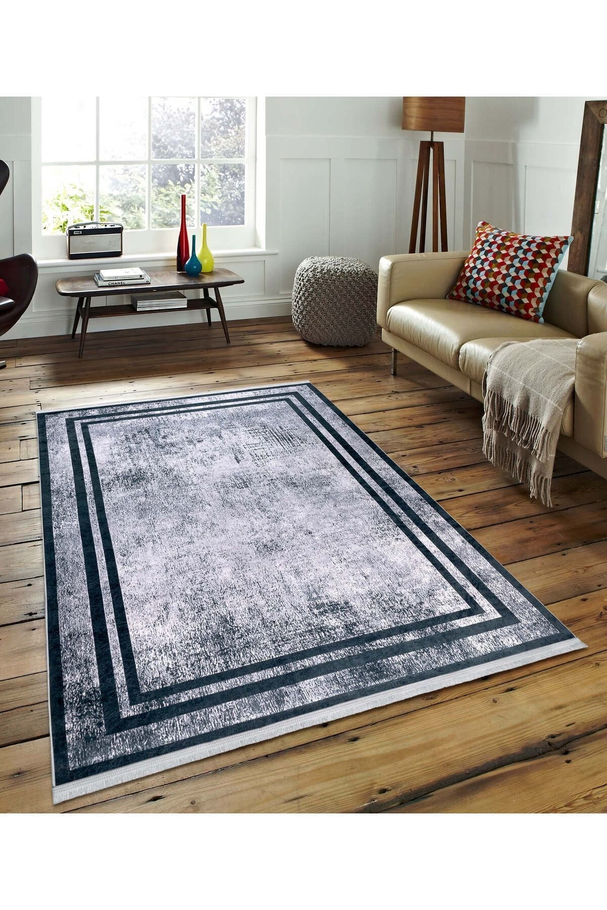 Assos Yıkanabilir Pamuk Dokuma Kaymaz Taban Multi Halı 1682