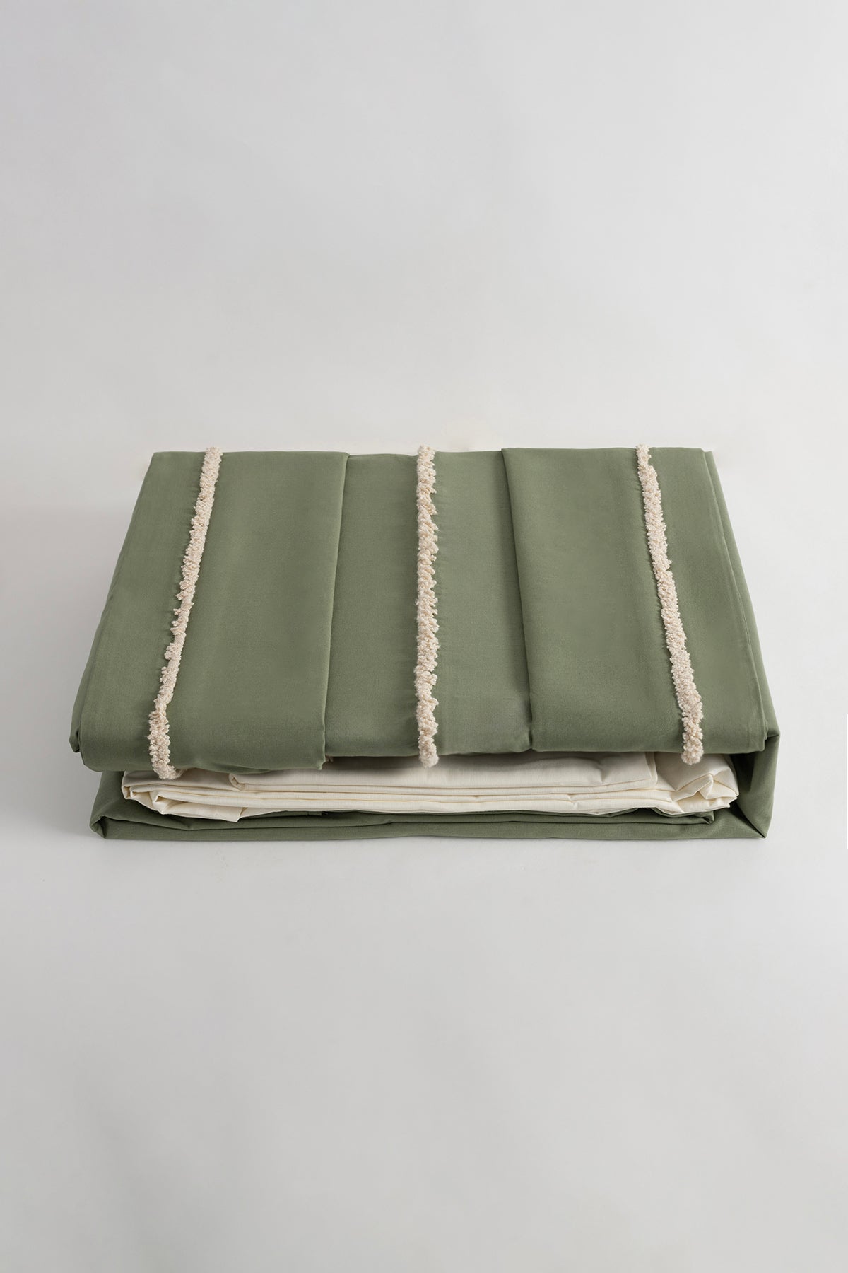 Boho Saçaklı Yeşil Nevresim Takımı Çift Kişilik 200 x 220 7030A