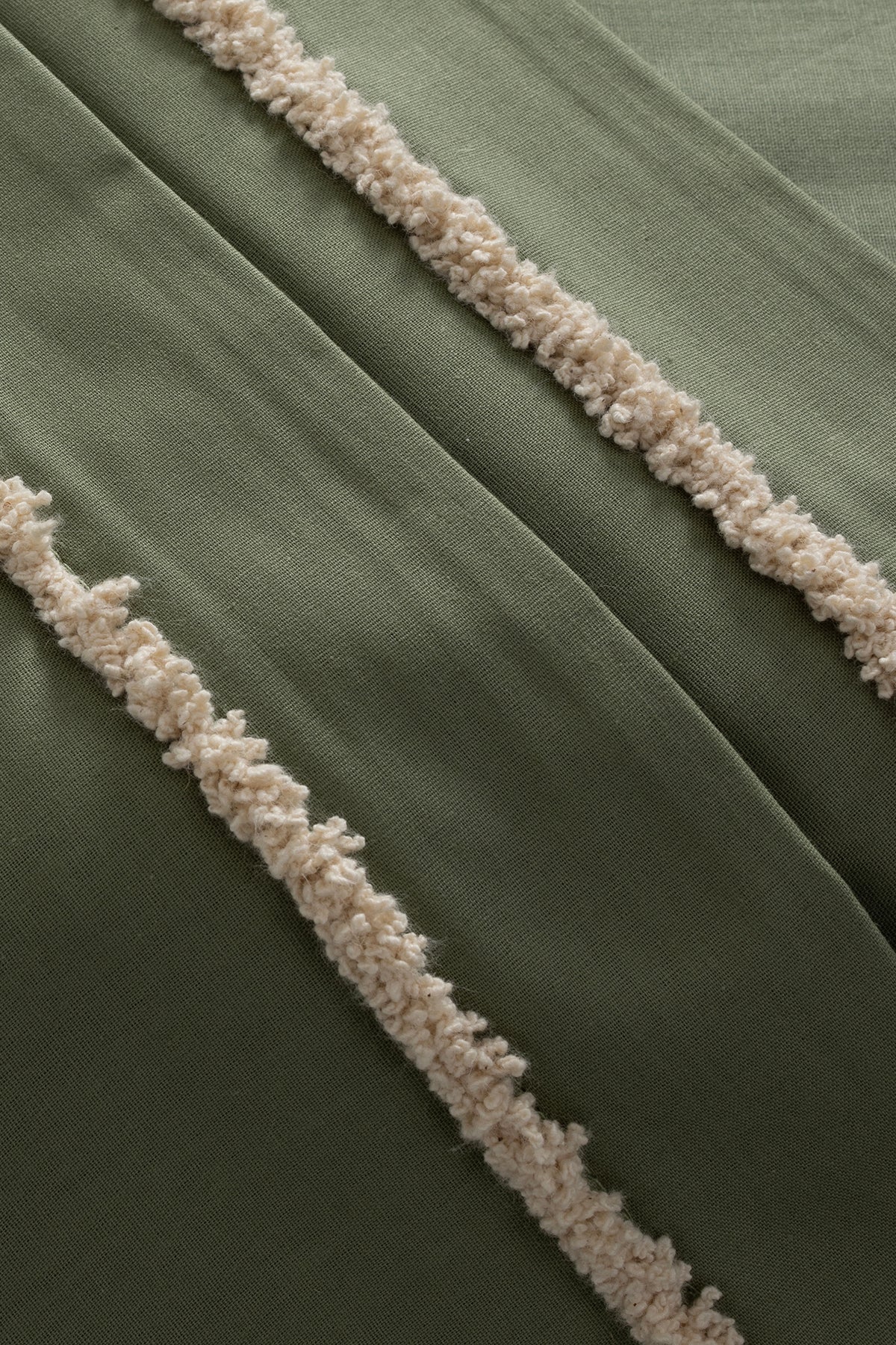 Boho Saçaklı Yeşil Nevresim Takımı Çift Kişilik 200 x 220 7030A
