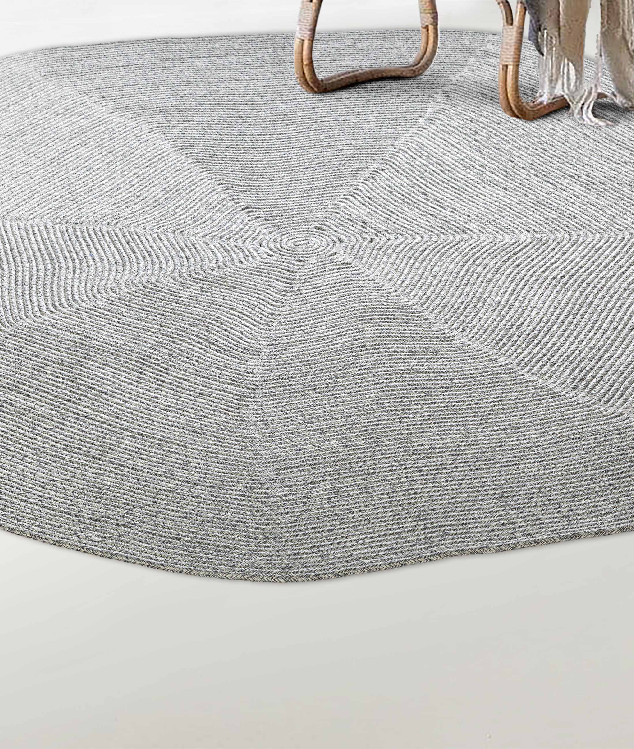 Boulder El Örmesi Altıgen Gri Pamuklu Yıkanabilir Halı Kilim Balkon Teras Salon Koridor Halısı Hasır Halı 69593