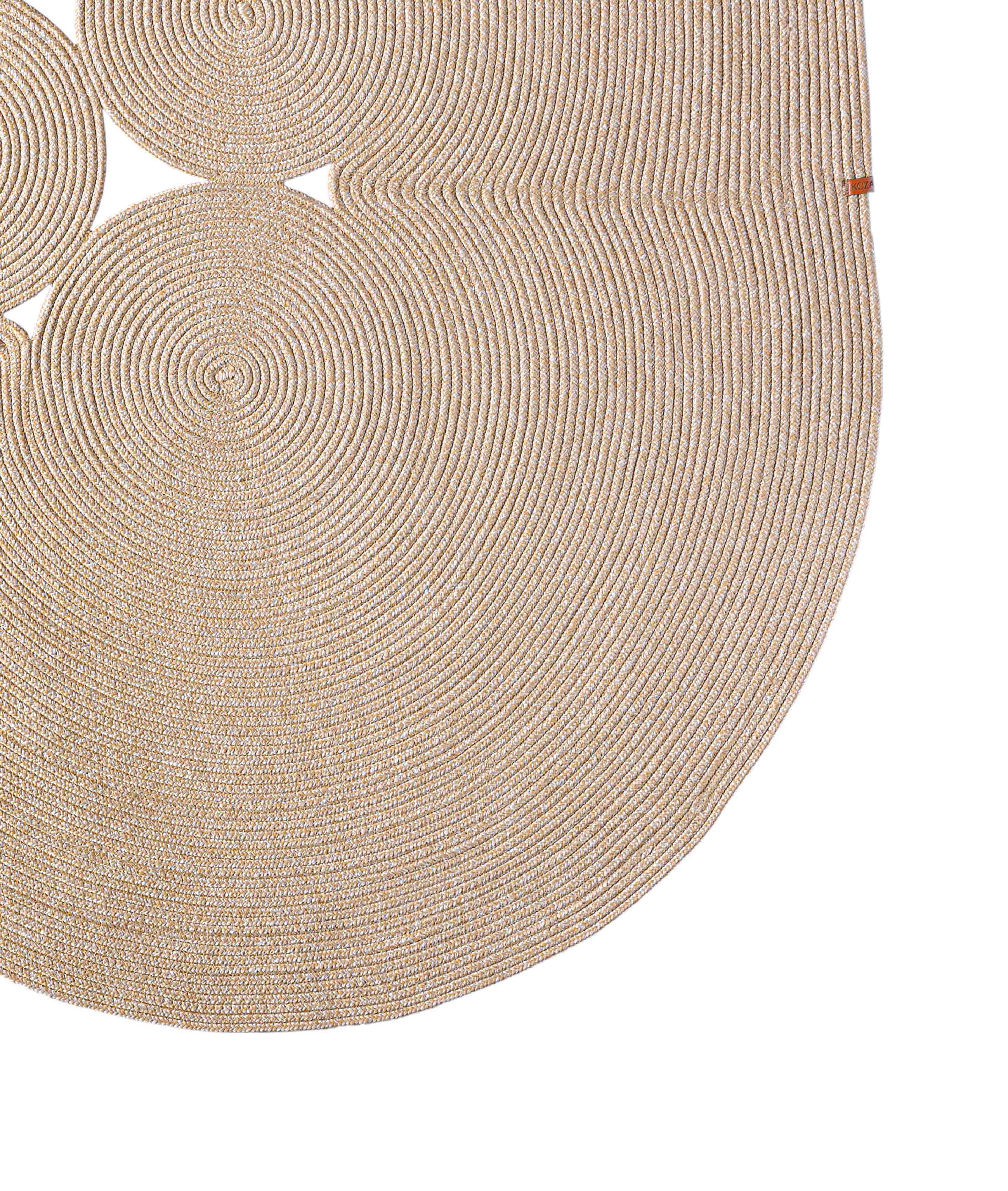 Boulder El Örmesi Elips Bej Pamuklu Yıkanabilir Halı Kilim Balkon Teras Salon Koridor Halısı Hasır Halı 69594