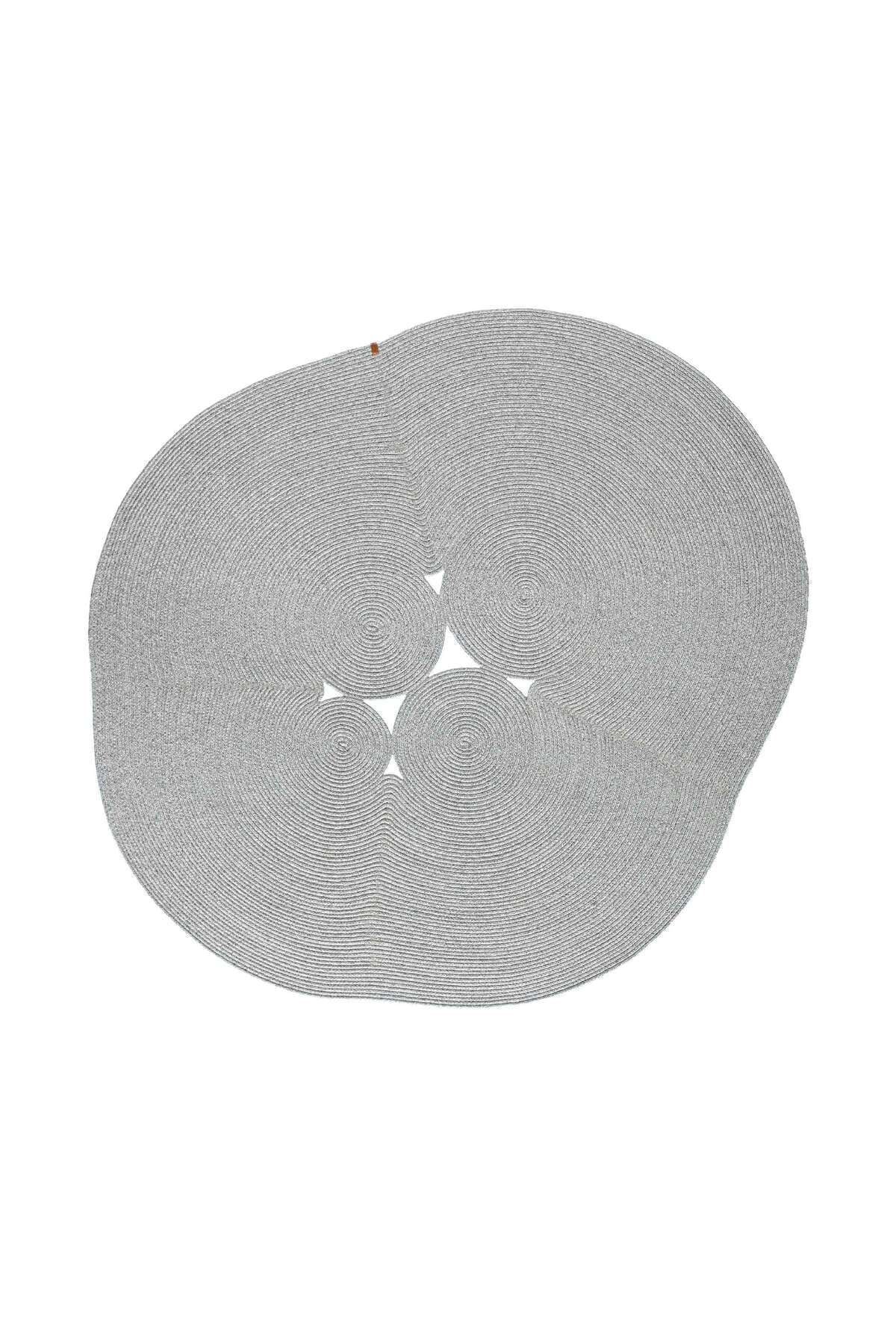 Boulder El Örmesi Elips Gri Pamuklu Yıkanabilir Halı Kilim Balkon Teras Salon Koridor Halısı Hasır Halı 69596