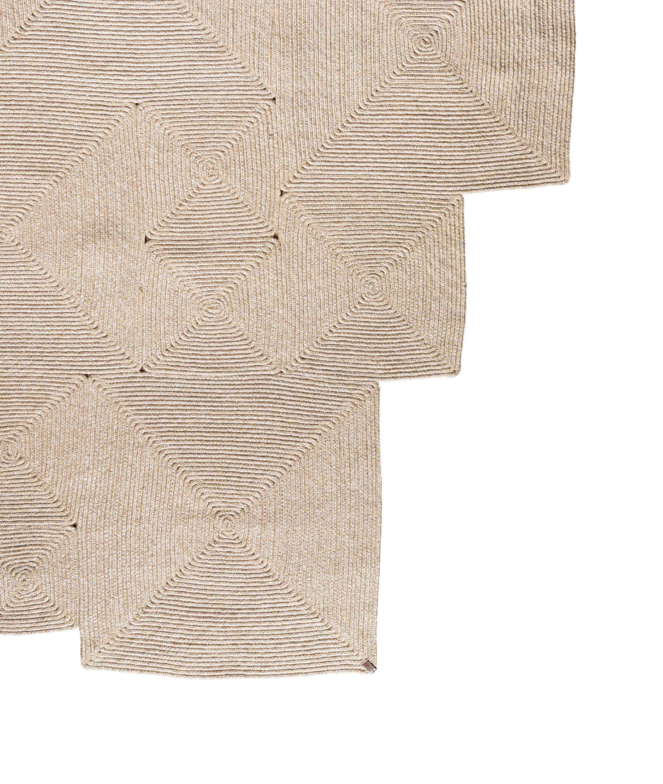 Boulder El Örmesi Kare Bej Pamuklu Yıkanabilir Halı Kilim Balkon Teras Salon Koridor Halısı Hasır Halı 69588