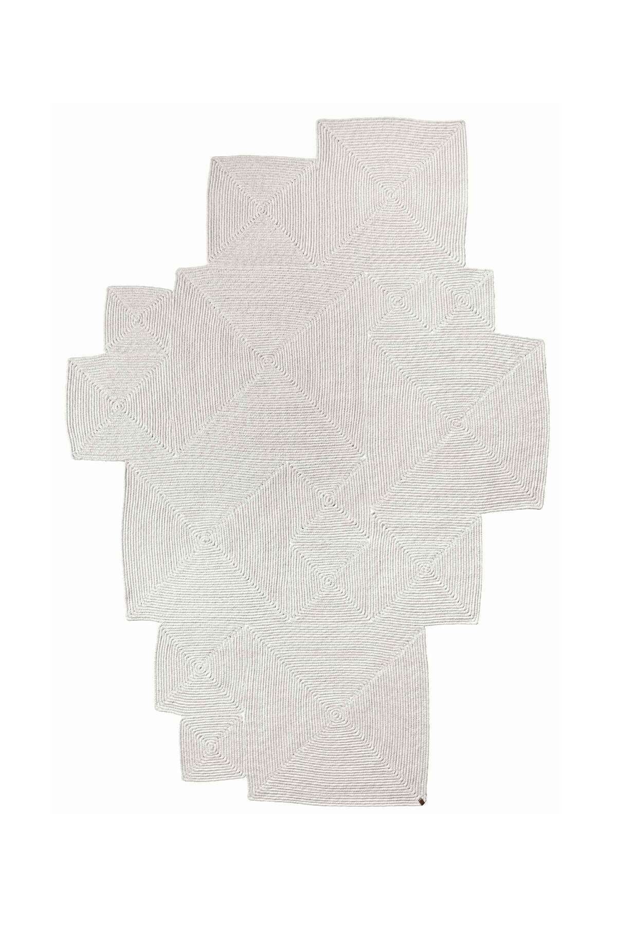 Boulder El Örmesi Kare Beyaz Pamuklu Yıkanabilir Halı Kilim Balkon Teras Salon Koridor Halısı Hasır Halı 69589