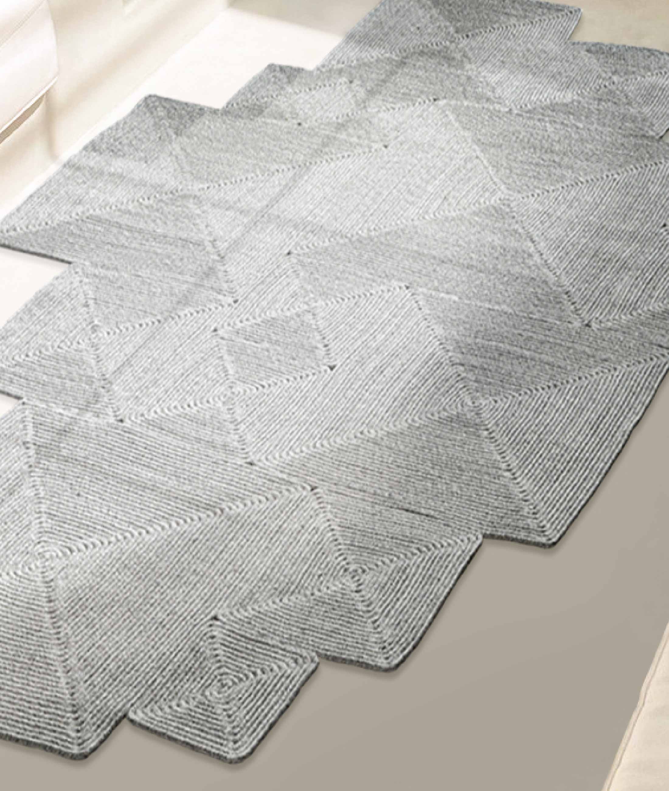 Boulder El Örmesi Kare Gri Pamuklu Yıkanabilir Halı Kilim Balkon Teras Salon Koridor Halısı Hasır Halı 69590