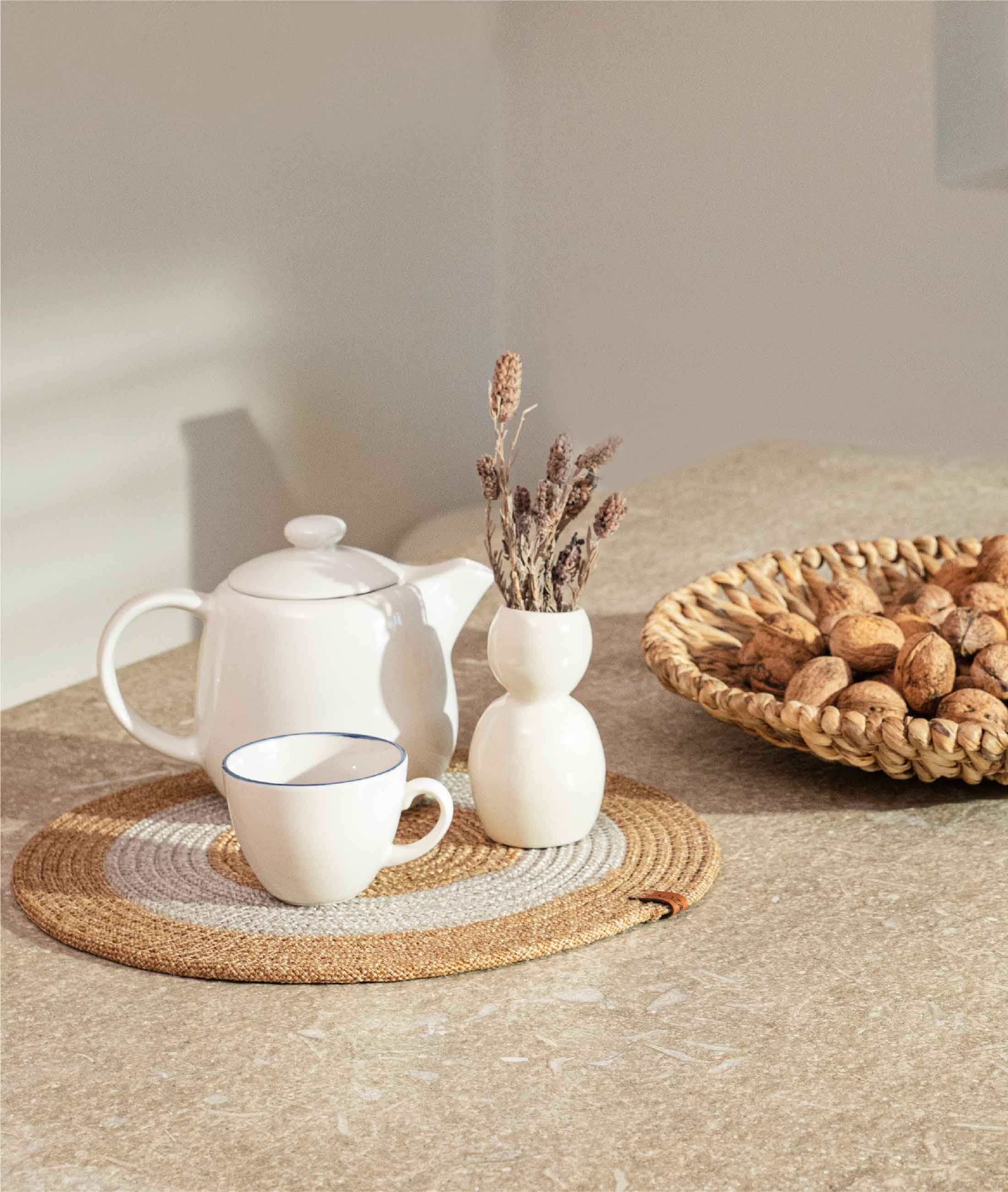 Cesta Amerikan Servis El Yapımı Pamuklu Natural Gri Jüt Örme Dekoratif Supla 37x37cm 9026