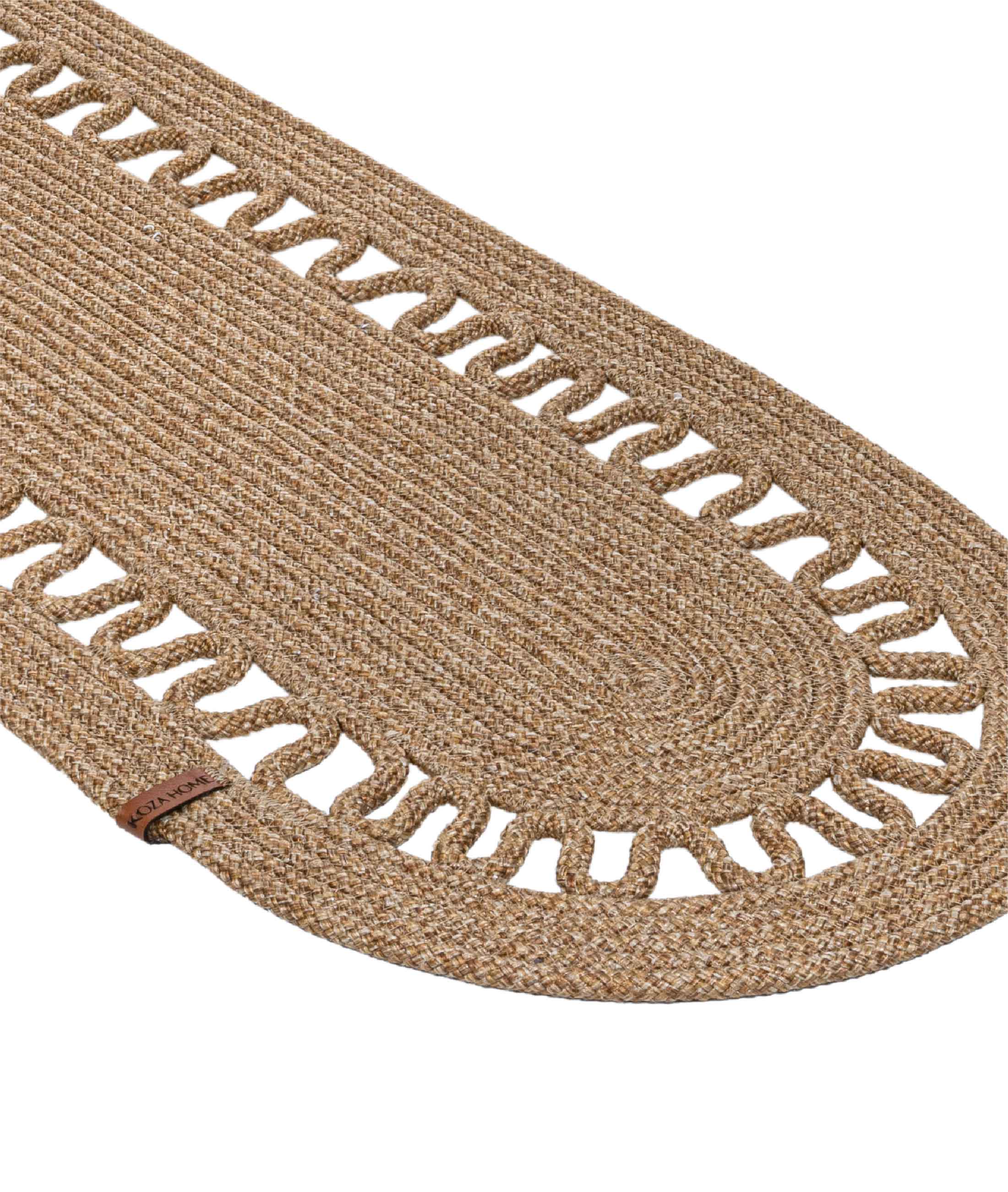Cesta Amerikan Servis El Yapımı Pamuklu Natural Jüt Örme Dekoratif Runner 37x136cm 9025