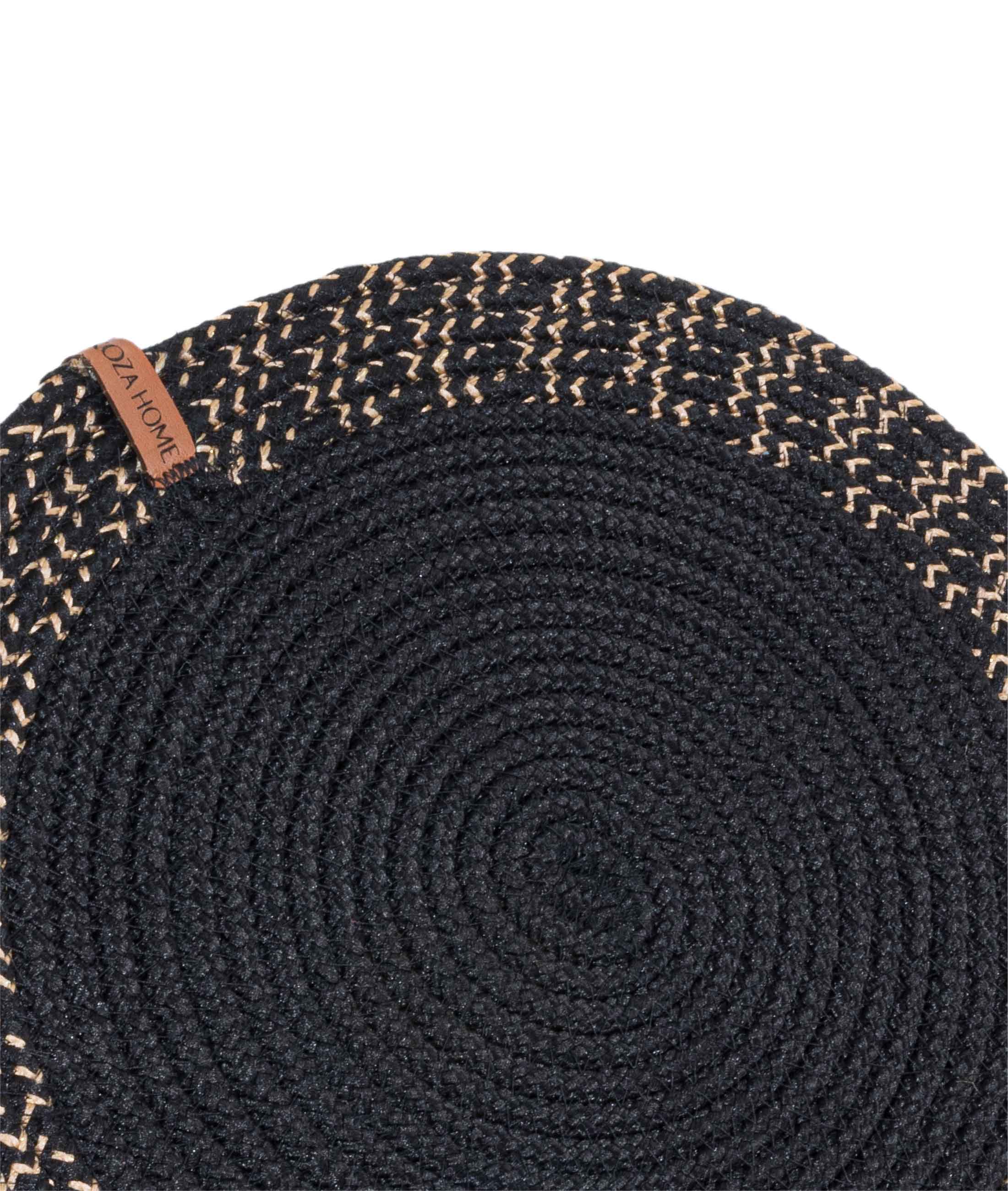 Cesta Amerikan Servis El Yapımı Pamuklu Siyah Jüt Örme Düz Supla 37x37cm 9030
