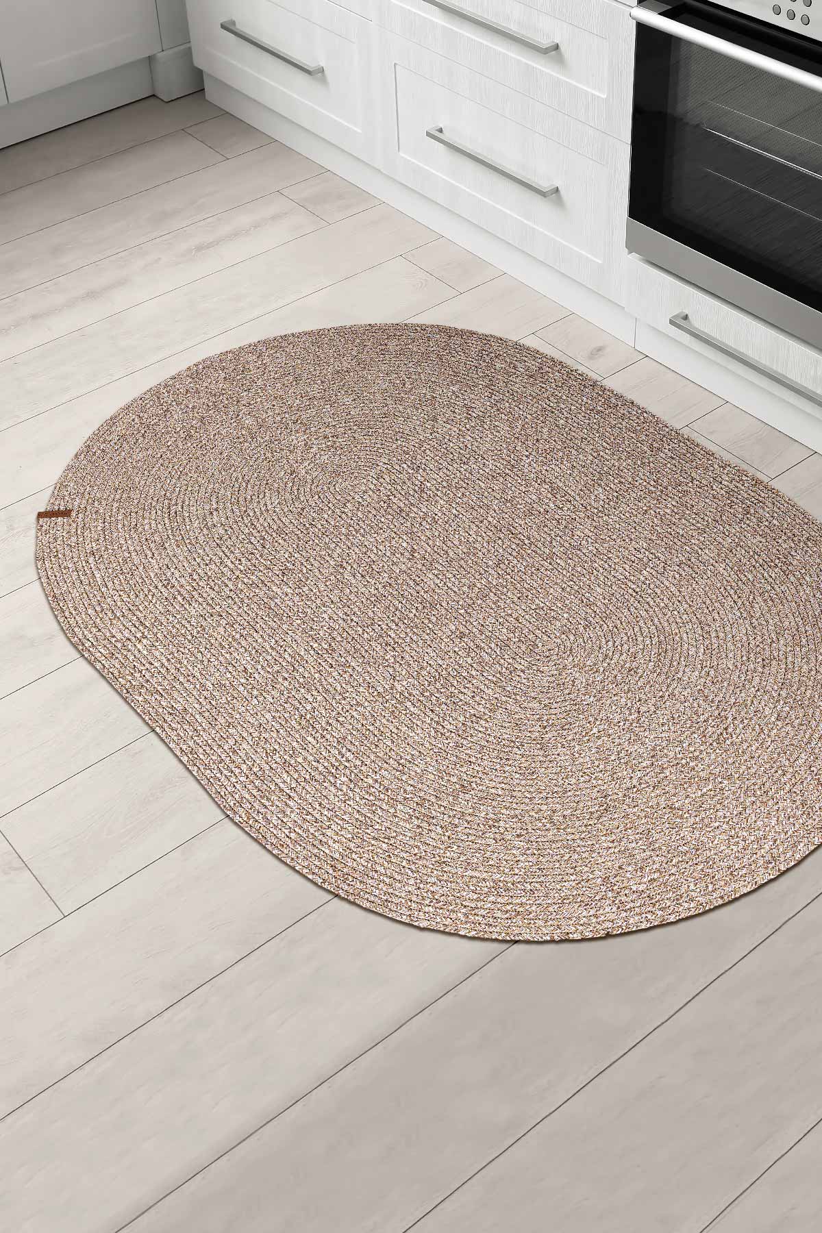 Cesta El Yapımı Örgü Natural Kilim 80x120 4012