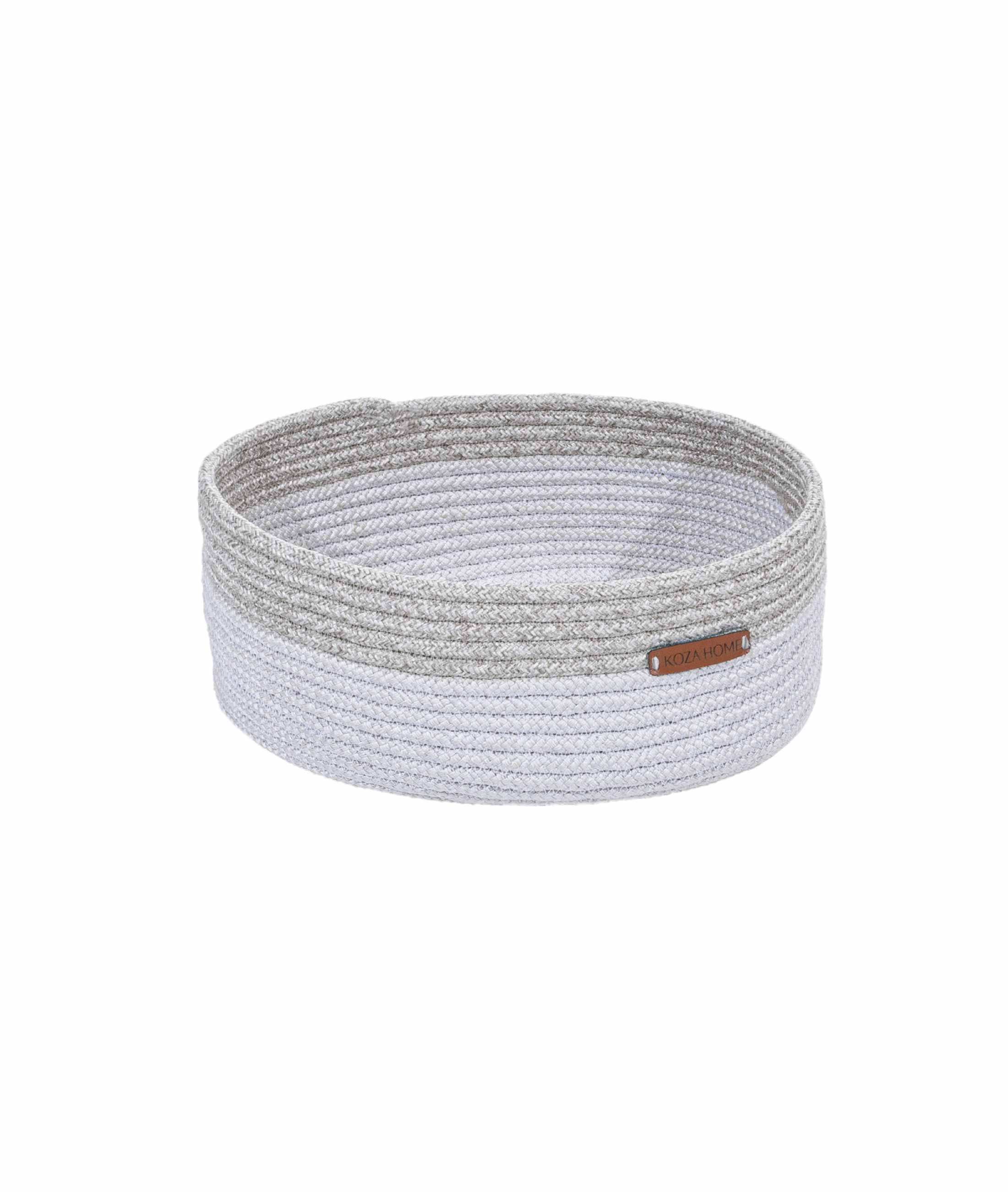 Cesta El Yapımı Pamuklu Beyaz Gri Hasır Dekoratif Sepet 25cmx45cm 9040