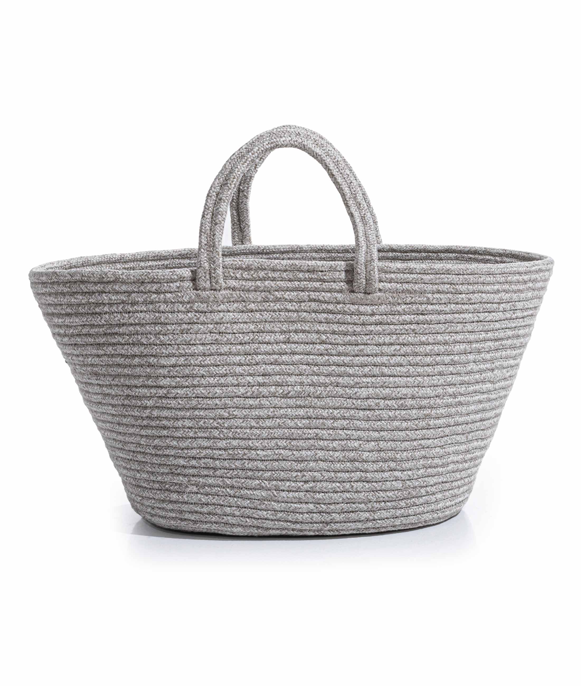 Cesta El Yapımı Pamuklu Gri Hasır Çanta Plaj Gündelik Dekoratif Çanta 26x57cm