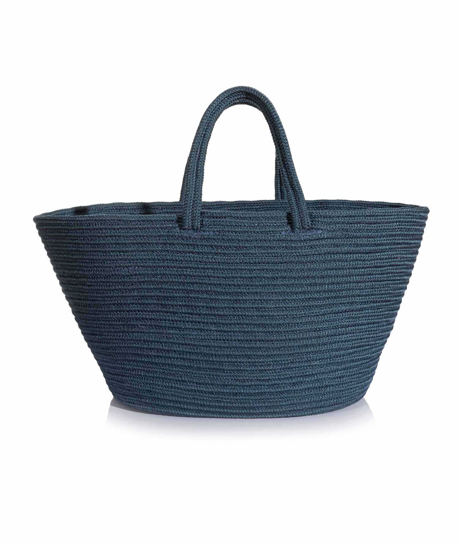 Cesta El Yapımı Pamuklu Lacivert Hasır Çanta Plaj Gündelik Dekoratif Çanta 26x57cm