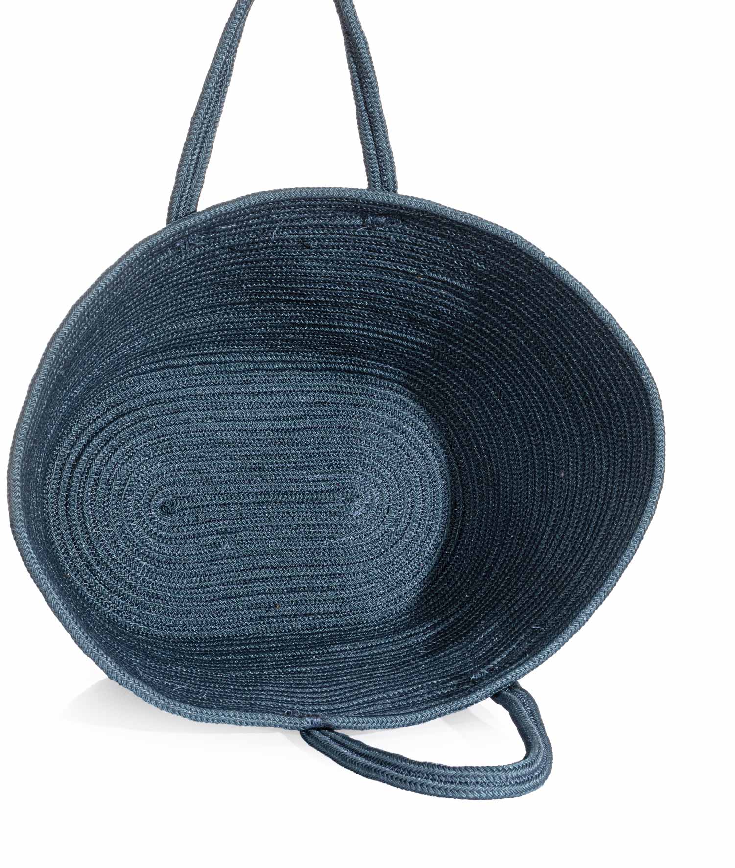 Cesta El Yapımı Pamuklu Lacivert Hasır Çanta Plaj Gündelik Dekoratif Çanta 26x57cm