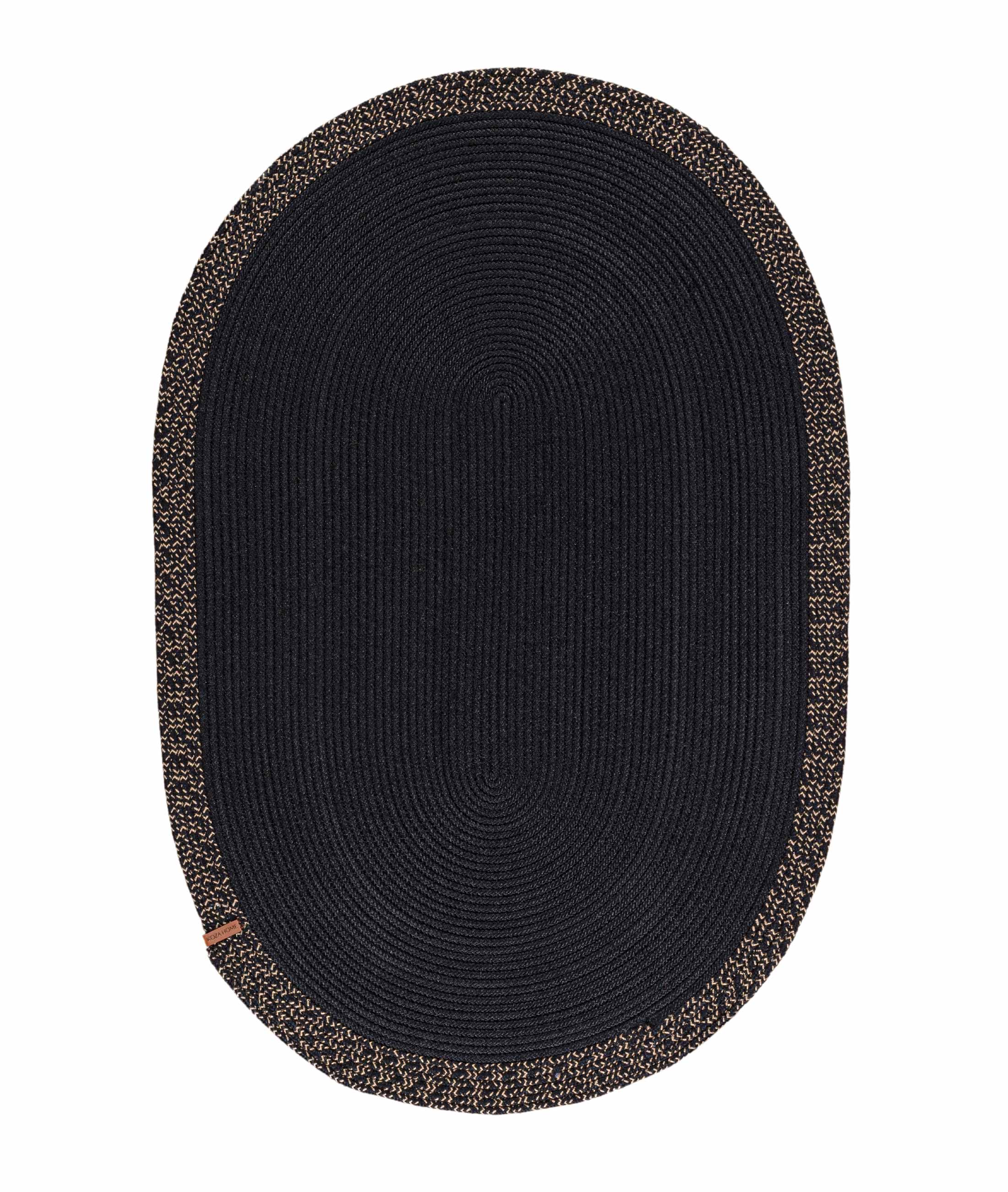 Cesta El Yapımı Pamuklu Siyah Jüt Hasır Dekoratif Kilim 9005