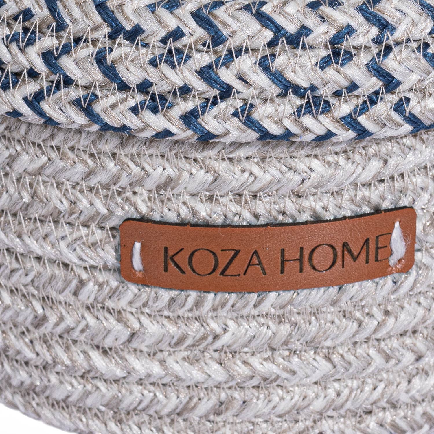 Cesta Kapaklı El Yapımı Pamuklu Gri Lacivert Hasır Dekoratif Sepet 15cm