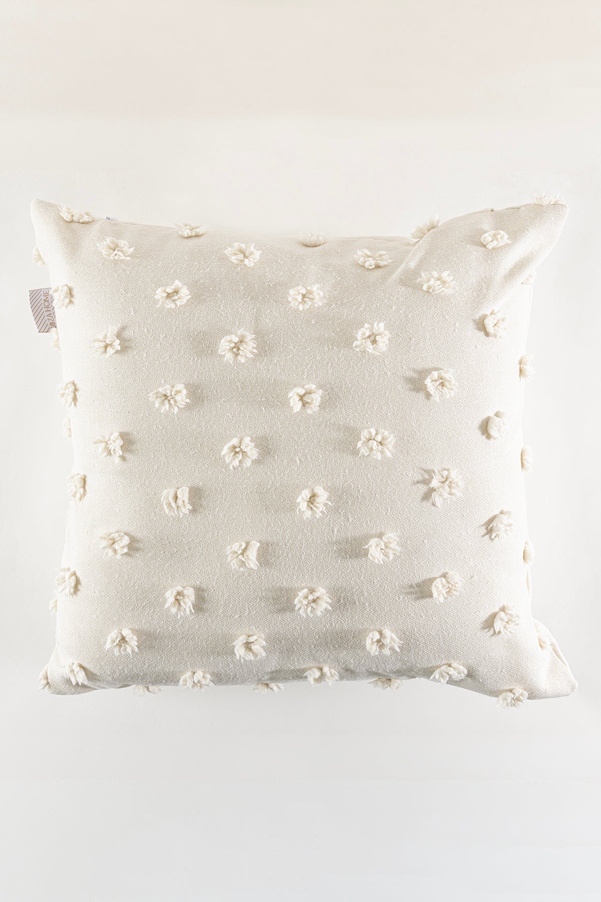 Craft Krem Sade Ponpon Dikişli Boncuk Elyaf İç Dolgulu Kırlent 43 x 43 35302A