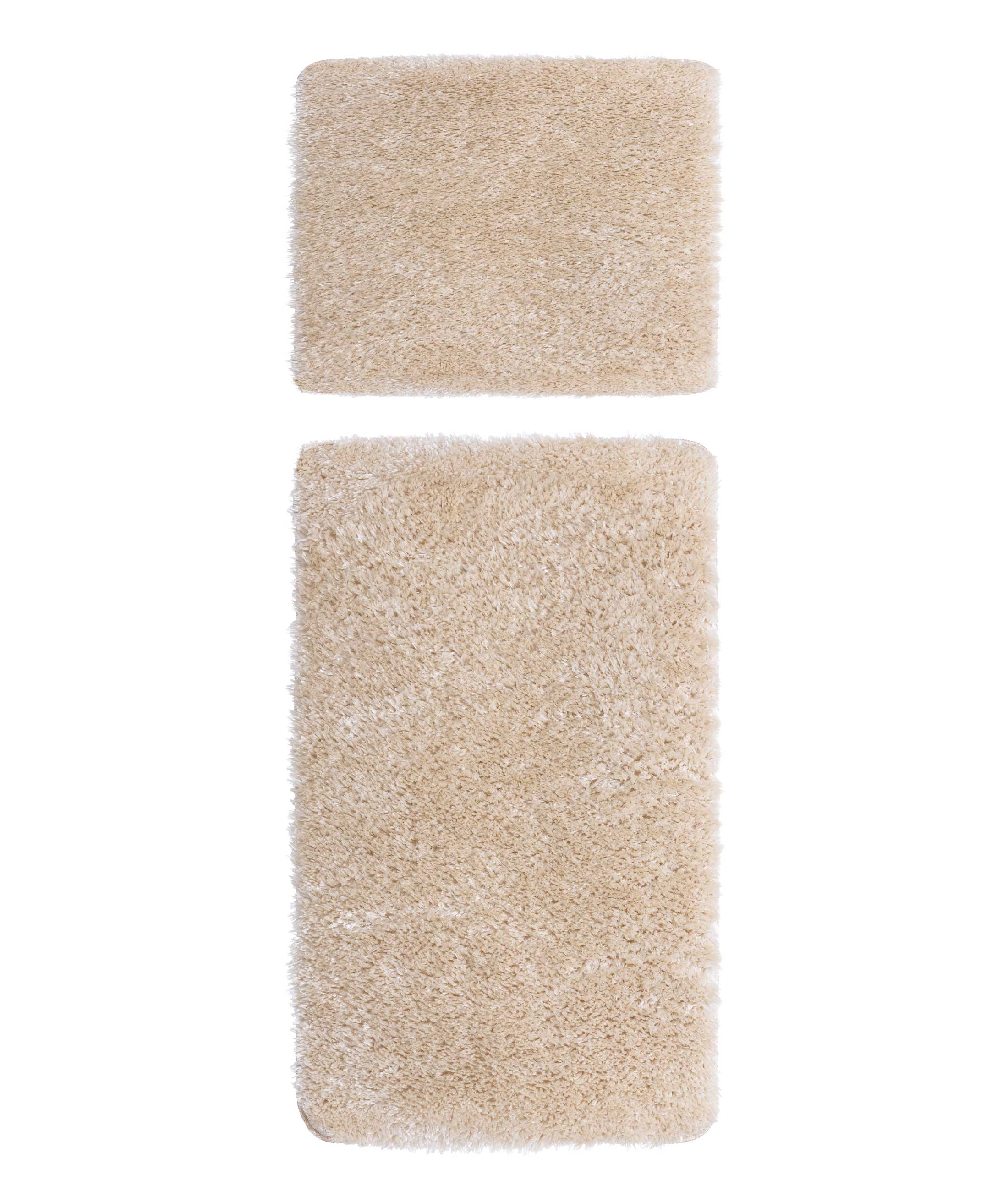 Douro Shaggy 2'li Banyo Paspası Bej Kaydırmaz Taban 60 x 100 - 50 x 60