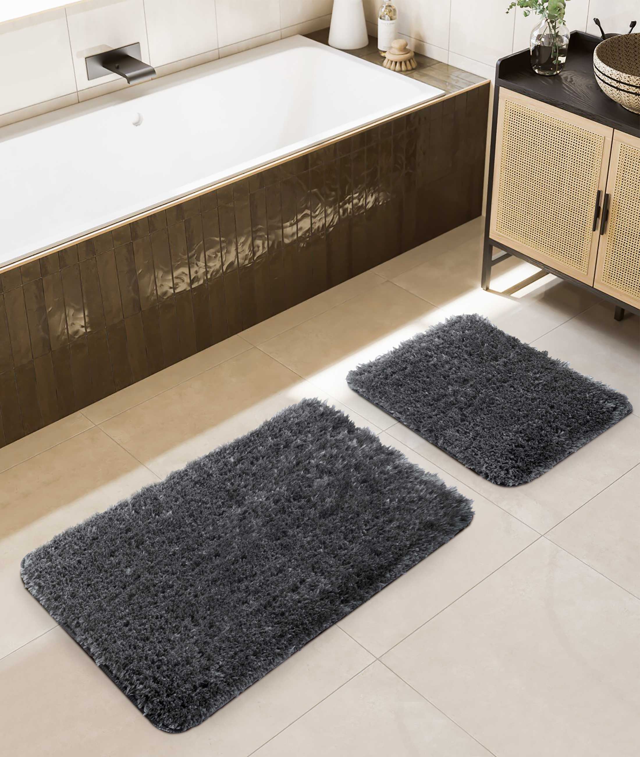 Douro Shaggy 2'li Banyo Paspası Füme Kaydırmaz Taban 60 x 100 - 50 x 60