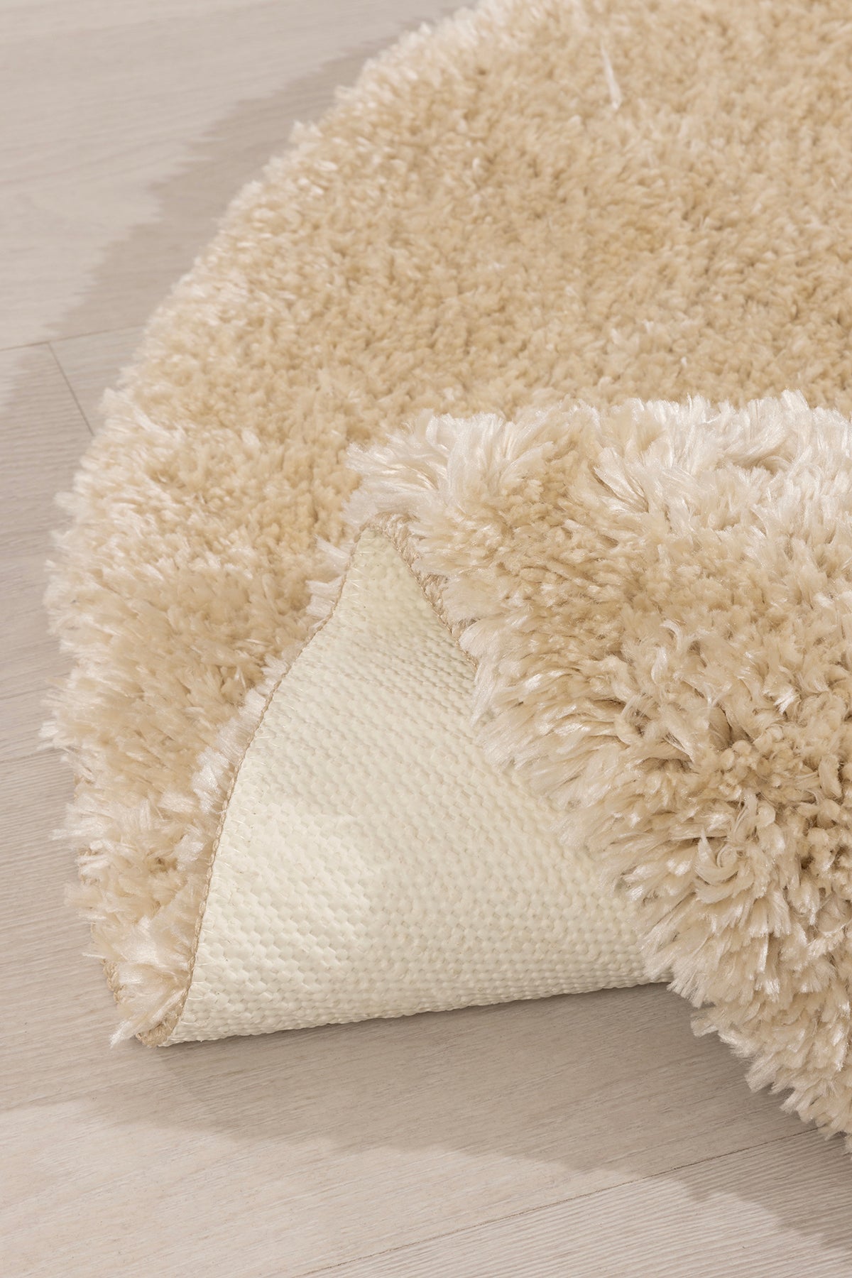 Douro Shaggy Banyo Paspası Bej Kaydırmaz Taban Daire 100 x 100 cm