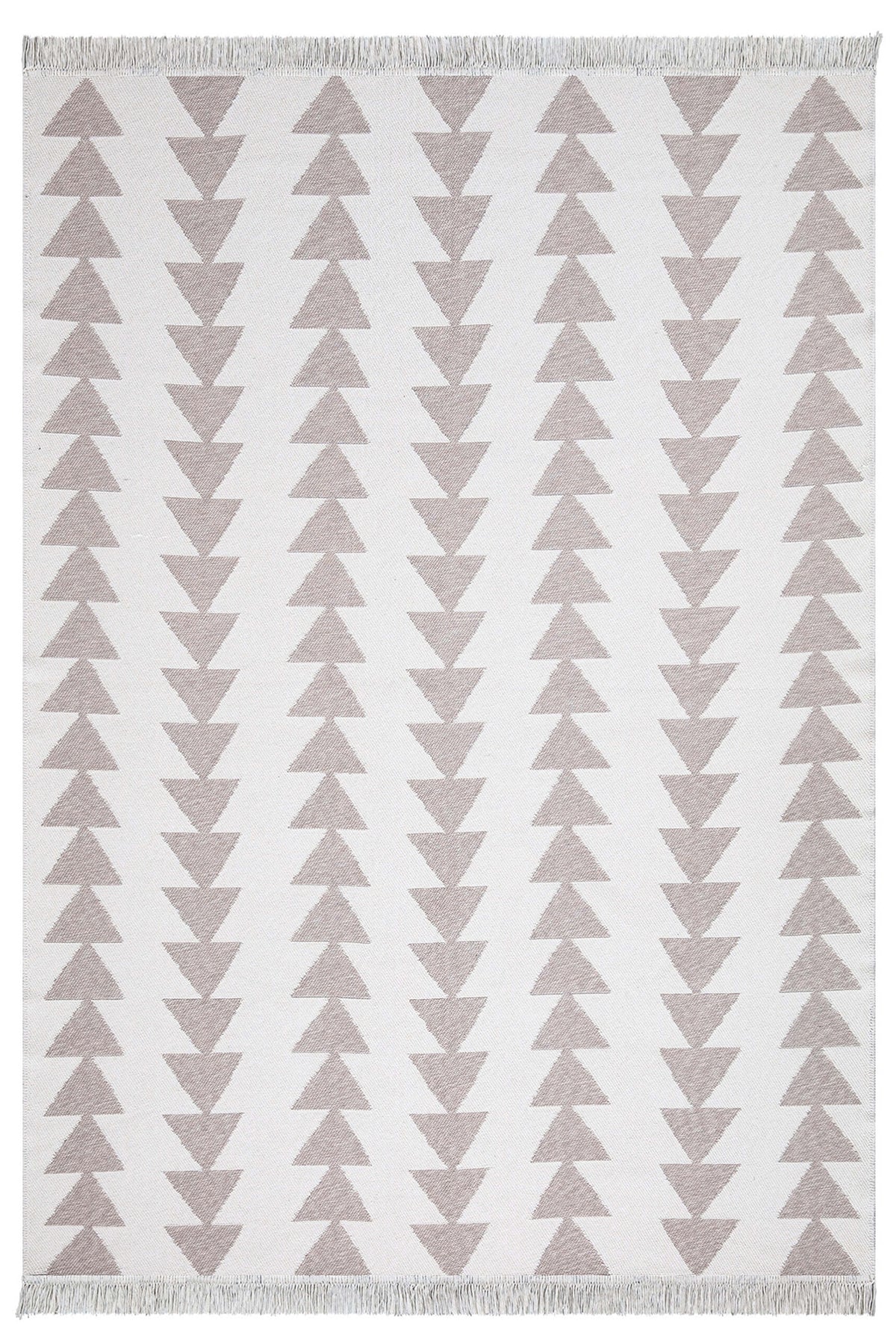 Duo Beyaz Bej Çift Taraflı Yıkanabilir Dokuma Kilim 22994A