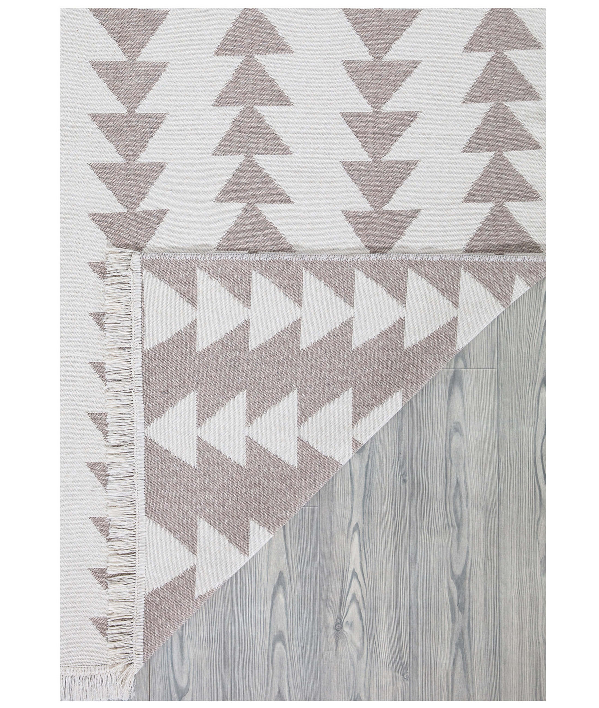 Duo Beyaz Bej Çift Taraflı Yıkanabilir Dokuma Kilim 22994A