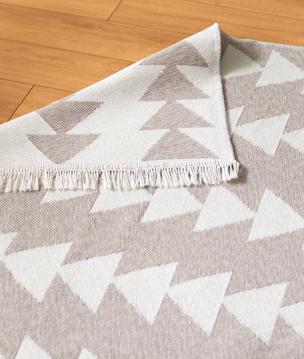 Duo Beyaz Bej Çift Taraflı Yıkanabilir Dokuma Kilim 22994A