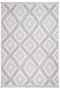Duo Beyaz Bej Yıkanabilir Çift Taraflı Balkon Halısı Geometrik Yazlık Dokuma Halı ve Kilim