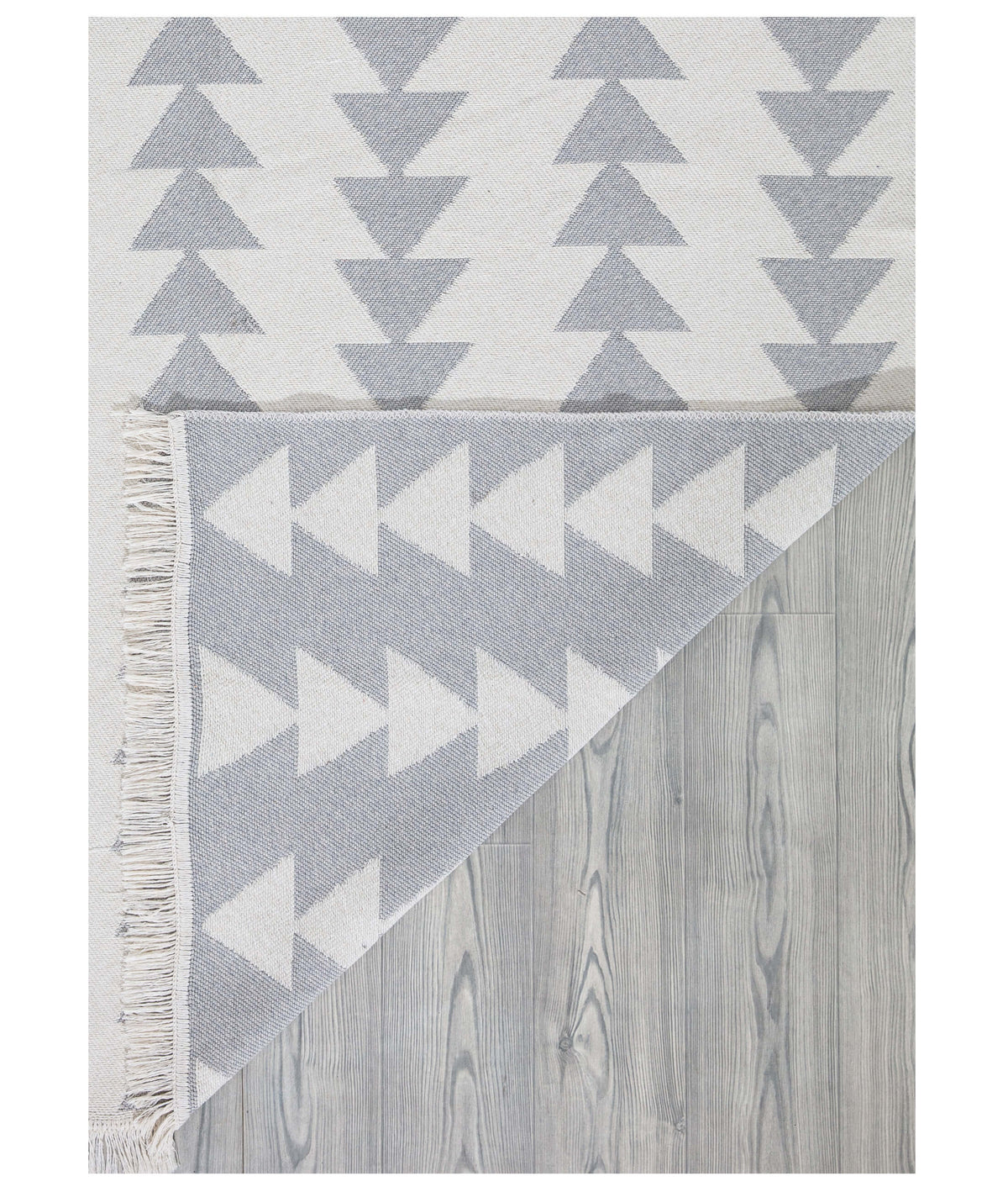 Duo Beyaz Gri Çift Taraflı Yıkanabilir Dokuma Kilim 22994A