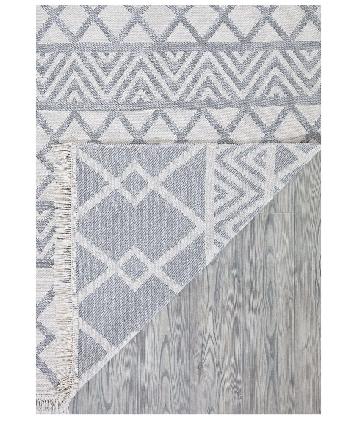 Duo Beyaz Gri Çift Taraflı Yıkanabilir Dokuma Kilim 22995A