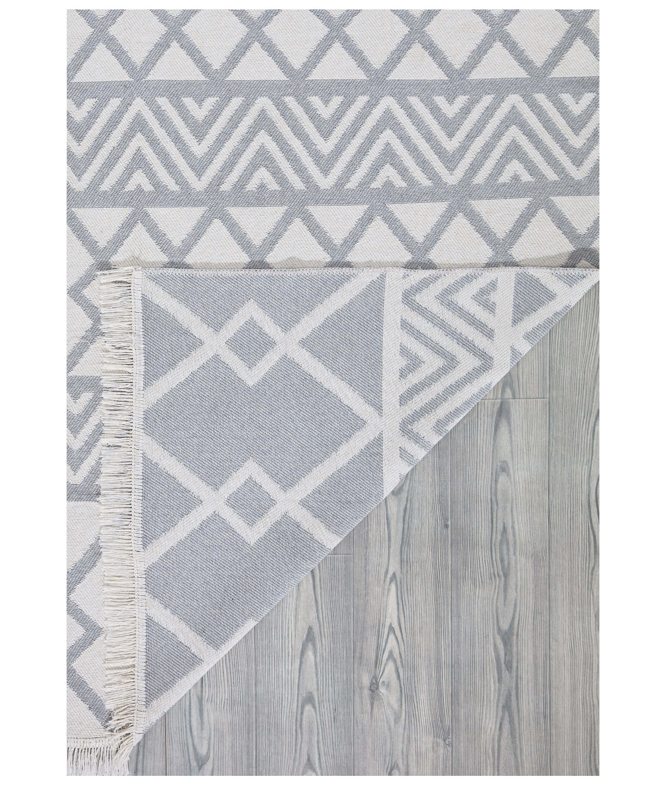 Duo Beyaz Gri Çift Taraflı Yıkanabilir Dokuma Kilim 22995A