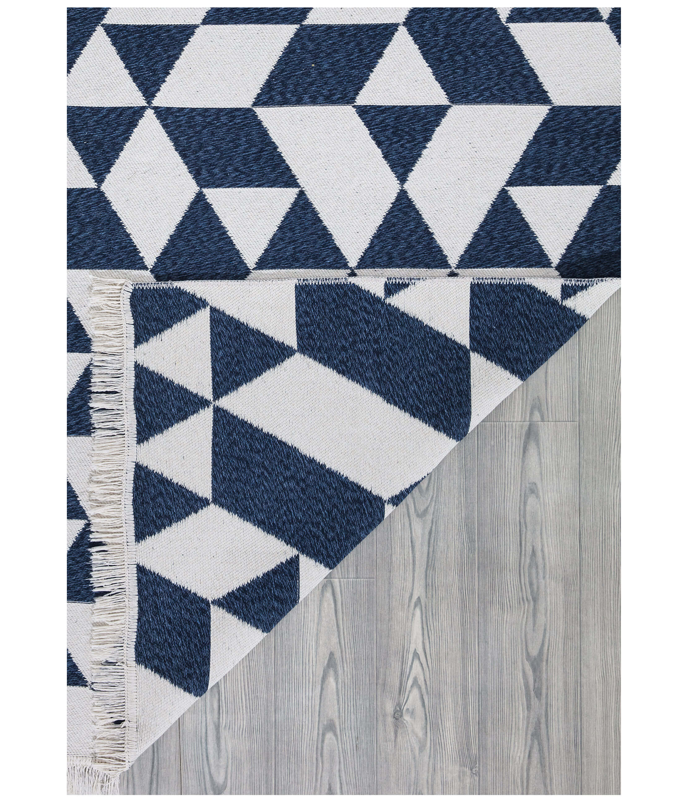 Duo Beyaz Mavi Çift Taraflı Yıkanabilir Dokuma Kilim 22992A