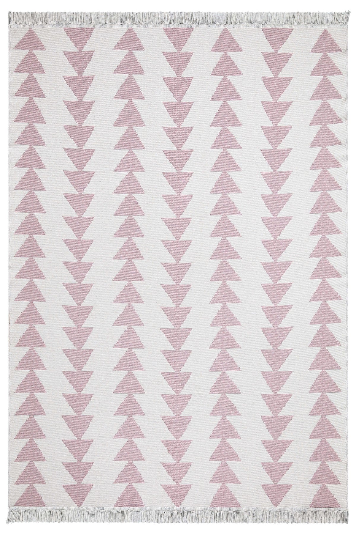 Duo Beyaz Pembe Çift Taraflı Yıkanabilir Dokuma Kilim 22994A