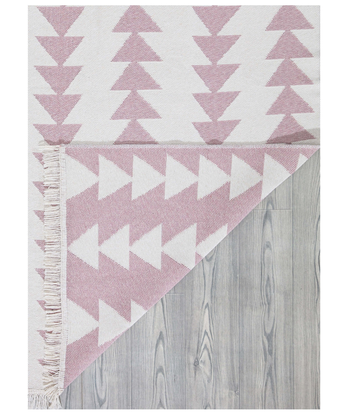 Duo Beyaz Pembe Çift Taraflı Yıkanabilir Dokuma Kilim 22994A