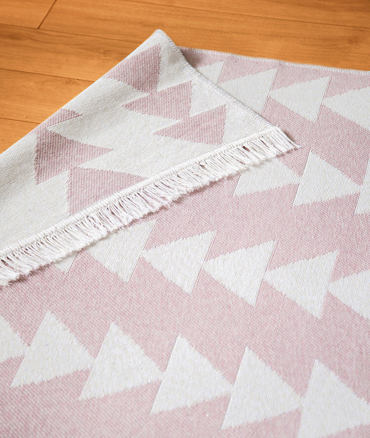 Duo Beyaz Pembe Çift Taraflı Yıkanabilir Dokuma Kilim 22994A