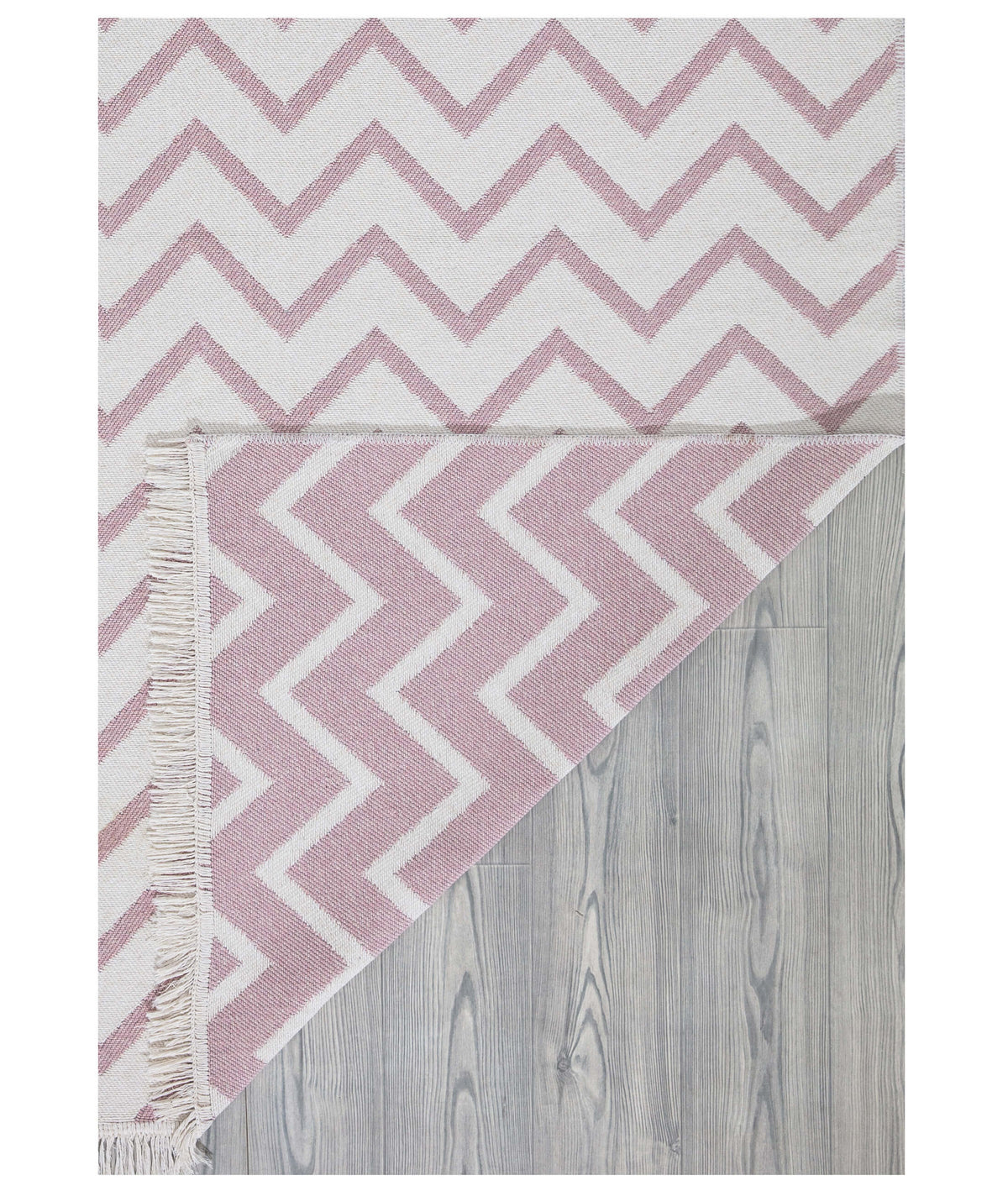 Duo Beyaz Pembe Çift Taraflı Yıkanabilir Dokuma Kilim 23002A
