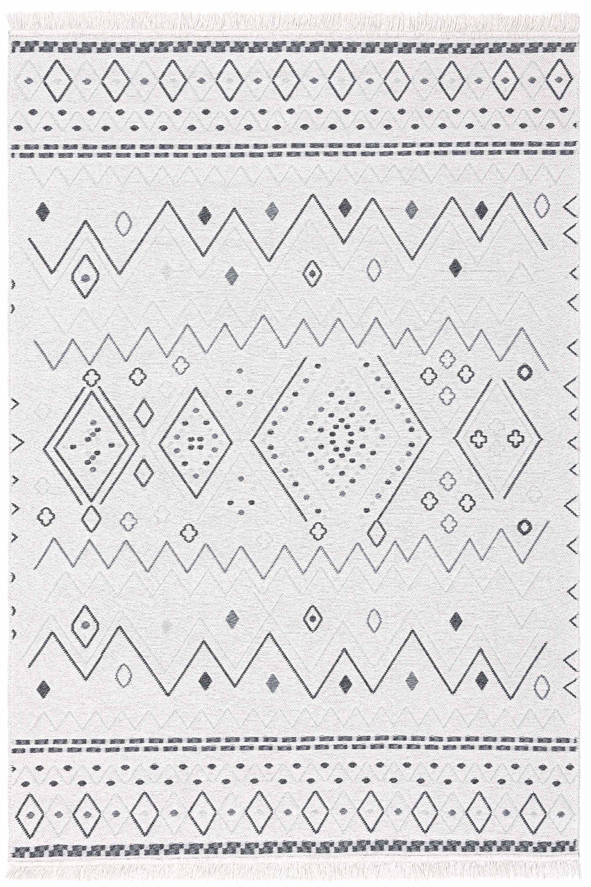 Duo Krem Gri Çift Taraflı Yıkanabilir Dokuma Kilim 24247A
