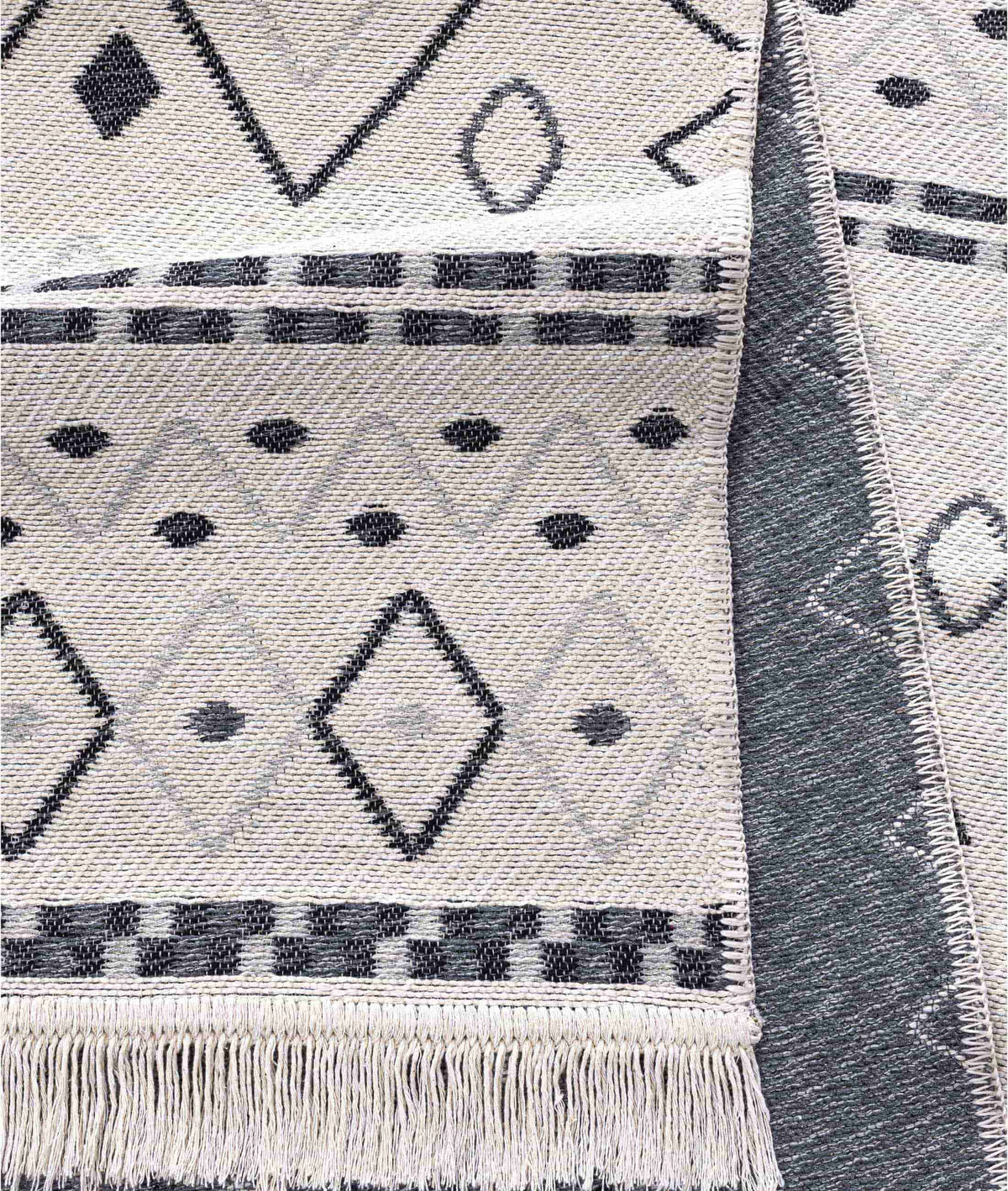 Duo Krem Gri Çift Taraflı Yıkanabilir Dokuma Kilim 24247A