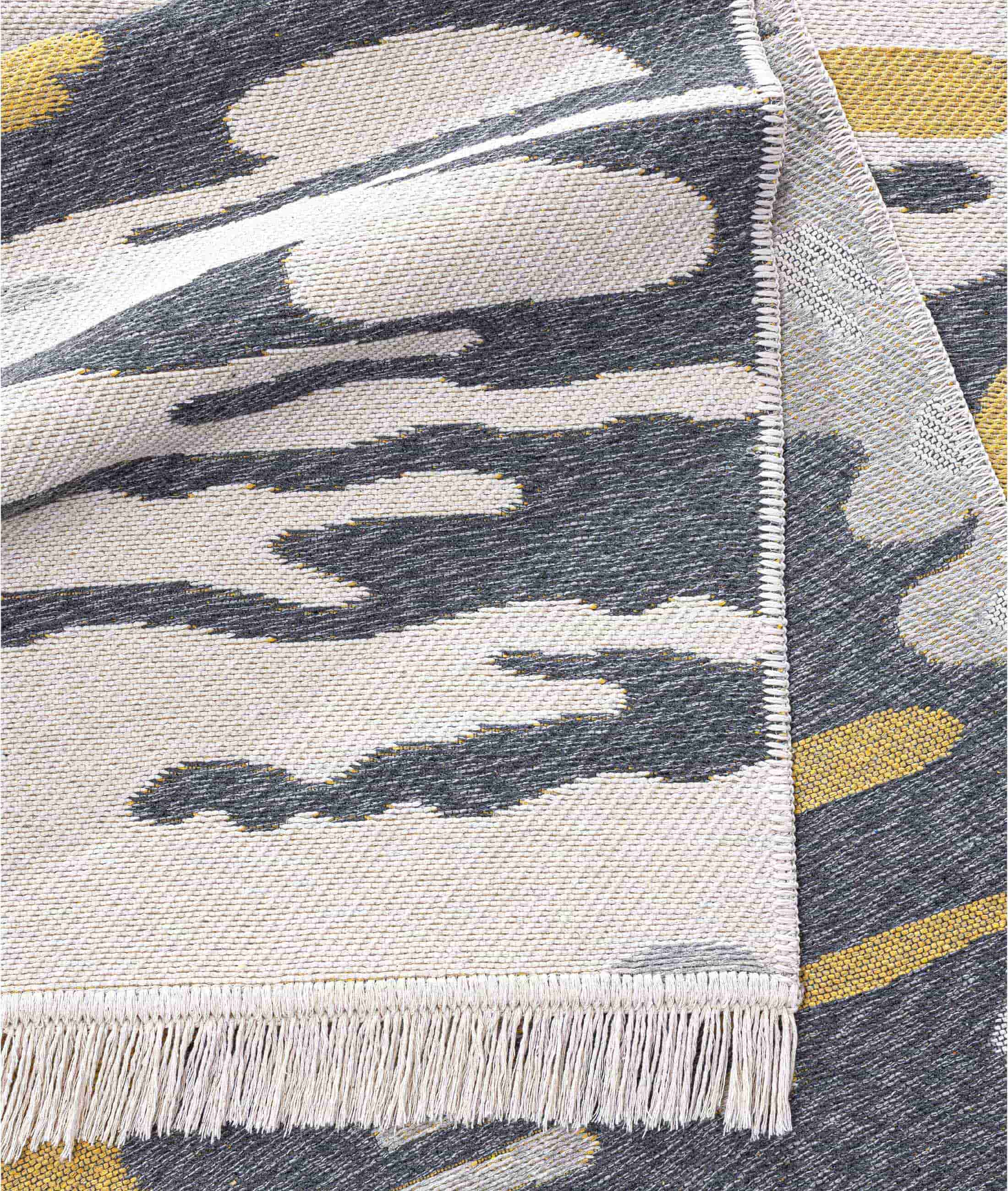 Duo Krem Sarı Çift Taraflı Yıkanabilir Dokuma Kilim 24245A