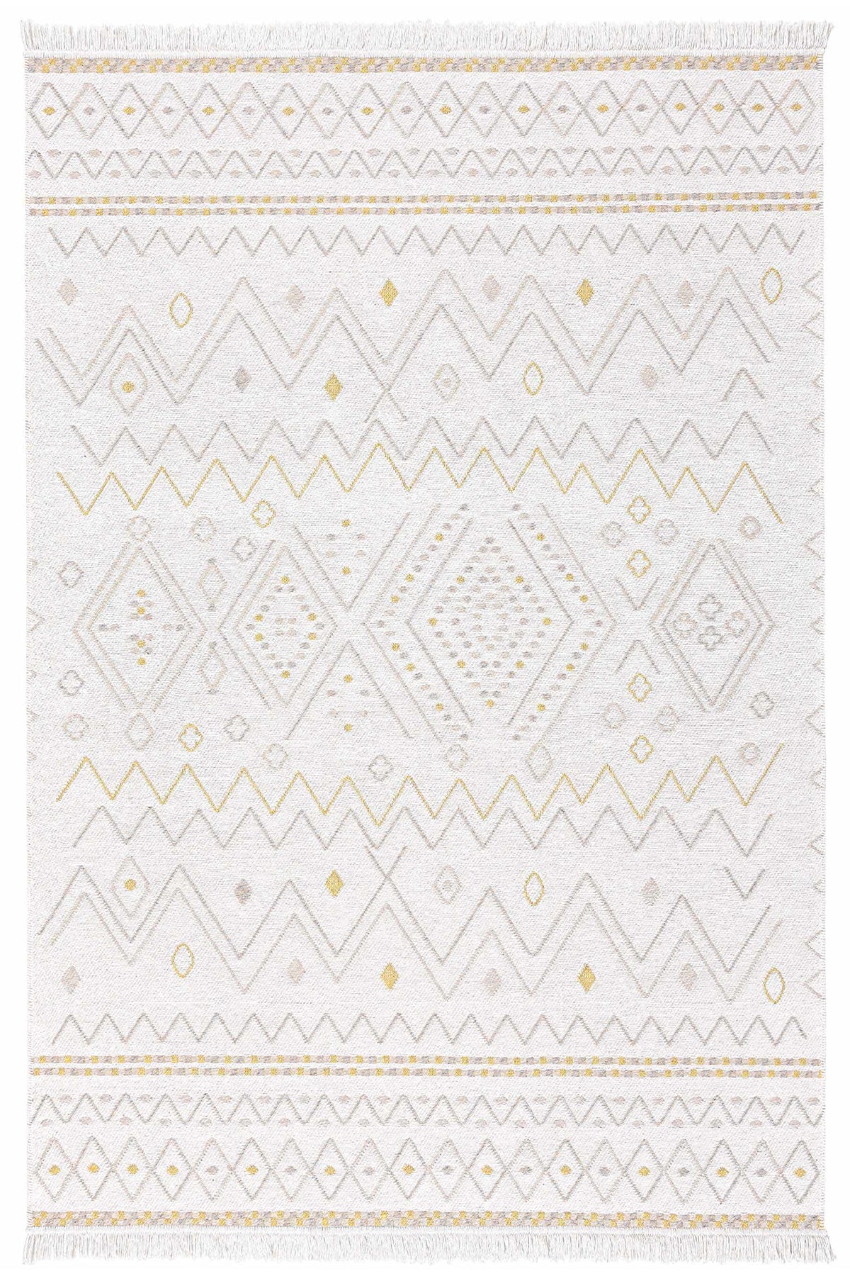Duo Krem Sarı Çift Taraflı Yıkanabilir Dokuma Kilim 24247A