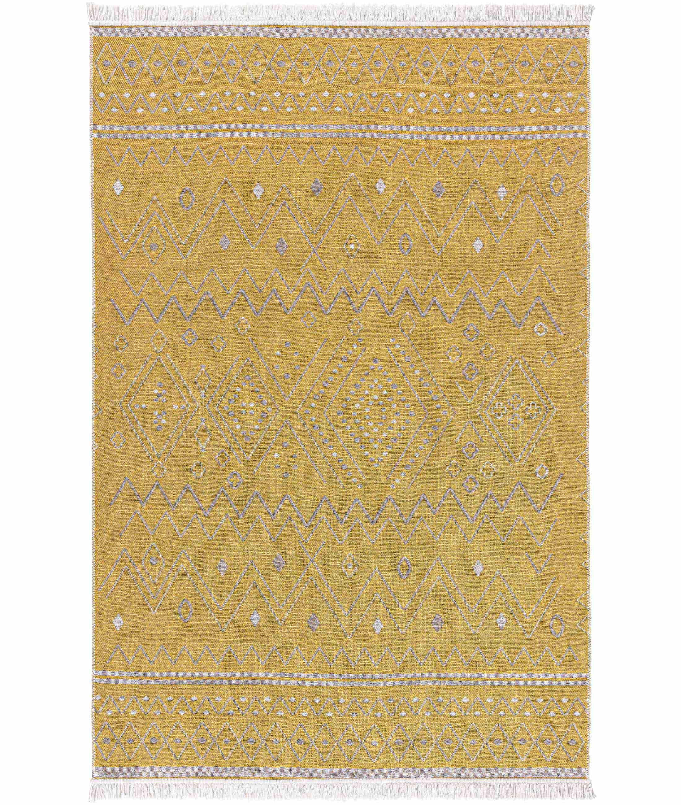 Duo Krem Sarı Çift Taraflı Yıkanabilir Dokuma Kilim 24247A