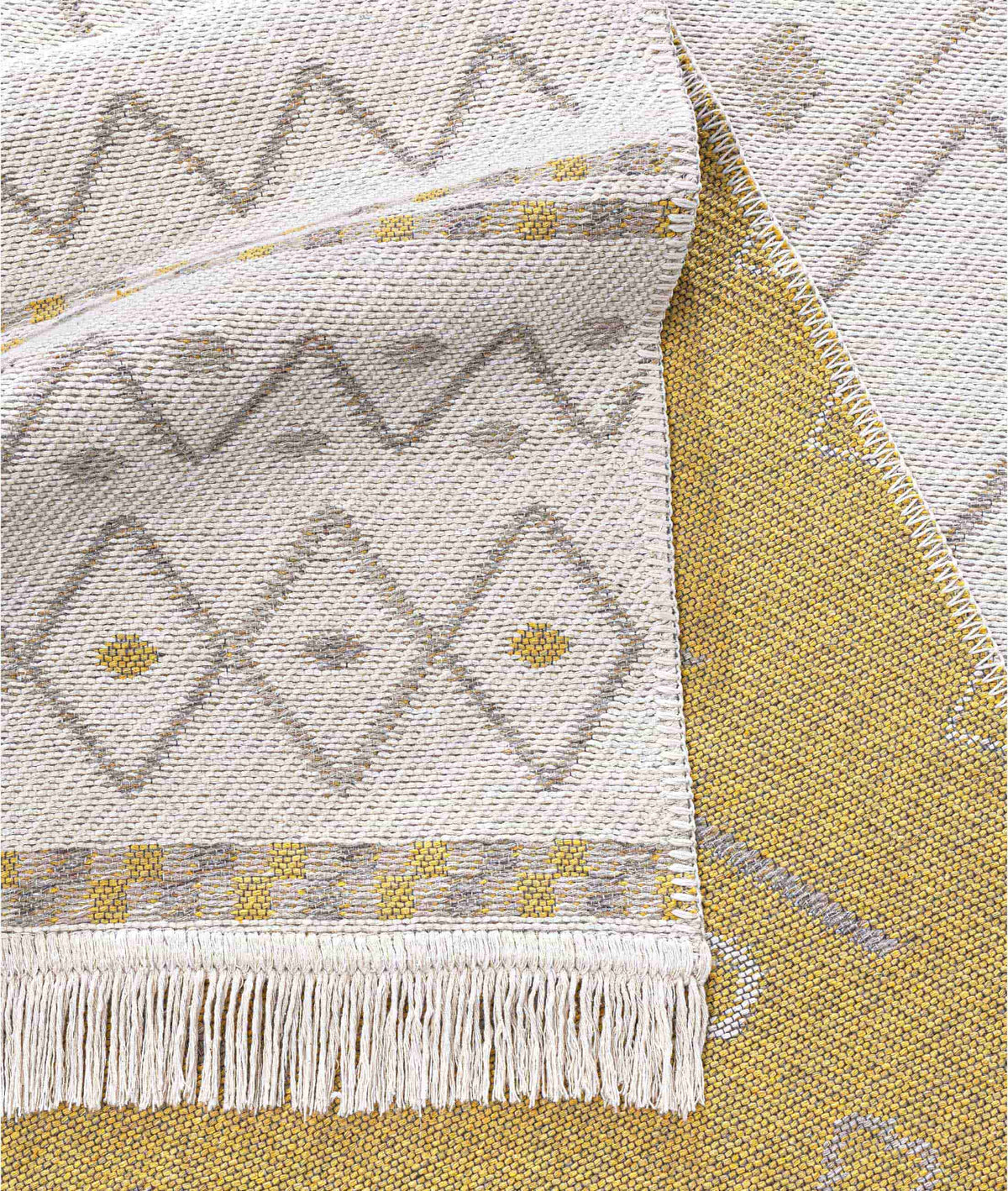 Duo Krem Sarı Çift Taraflı Yıkanabilir Dokuma Kilim 24247A