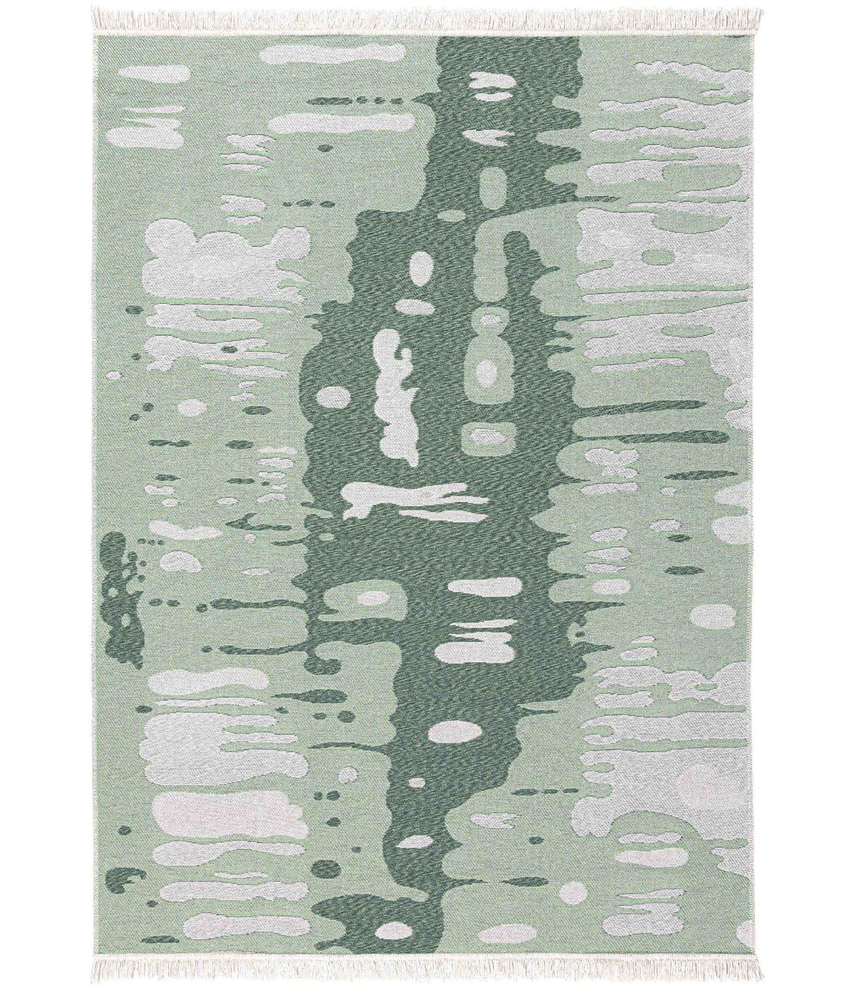 Duo Krem Yeşil Çift Taraflı Yıkanabilir Dokuma Kilim 24245A